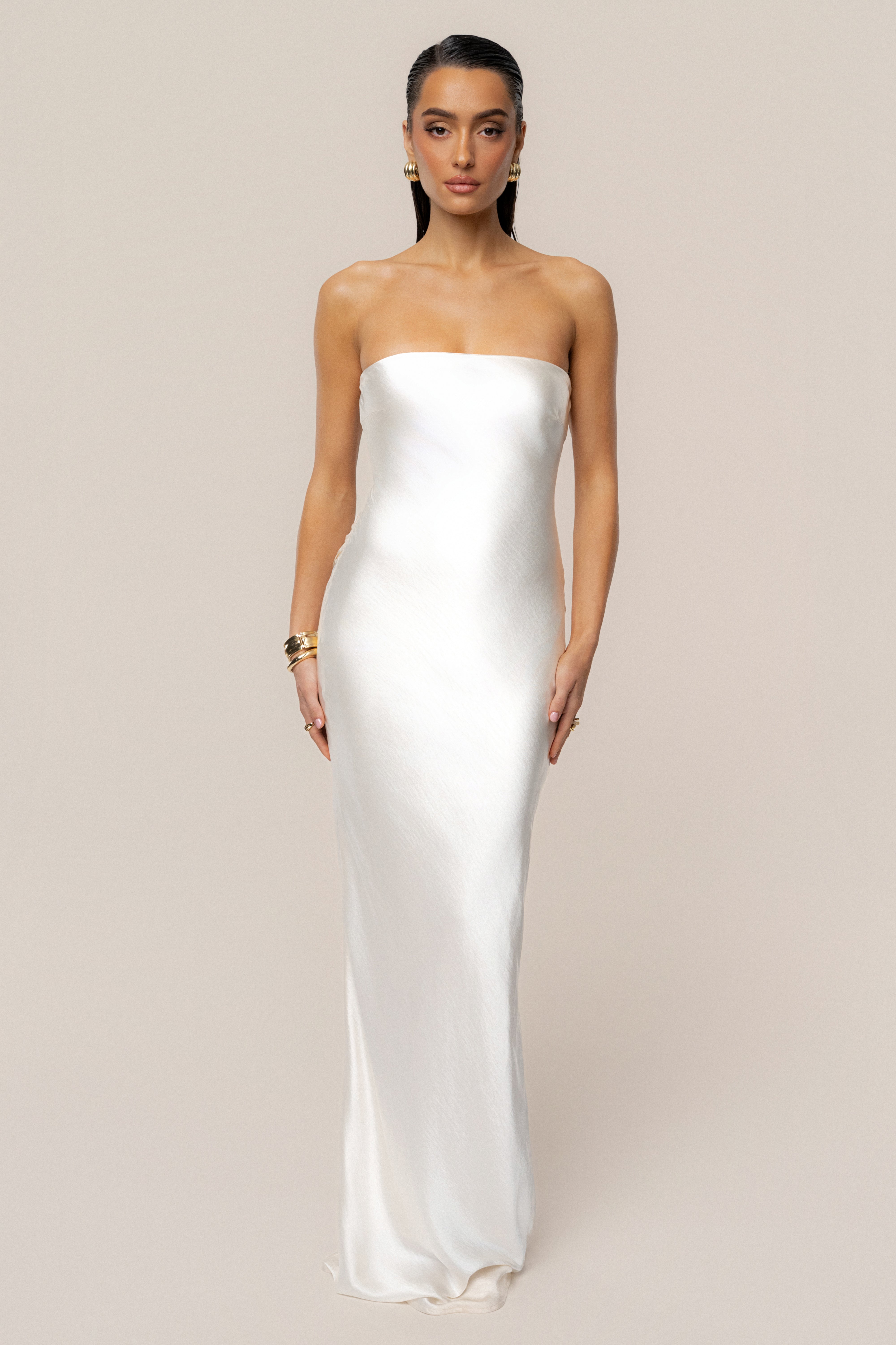 PRE-ORDER Ivory Regal Rising Satin Maxi Dress