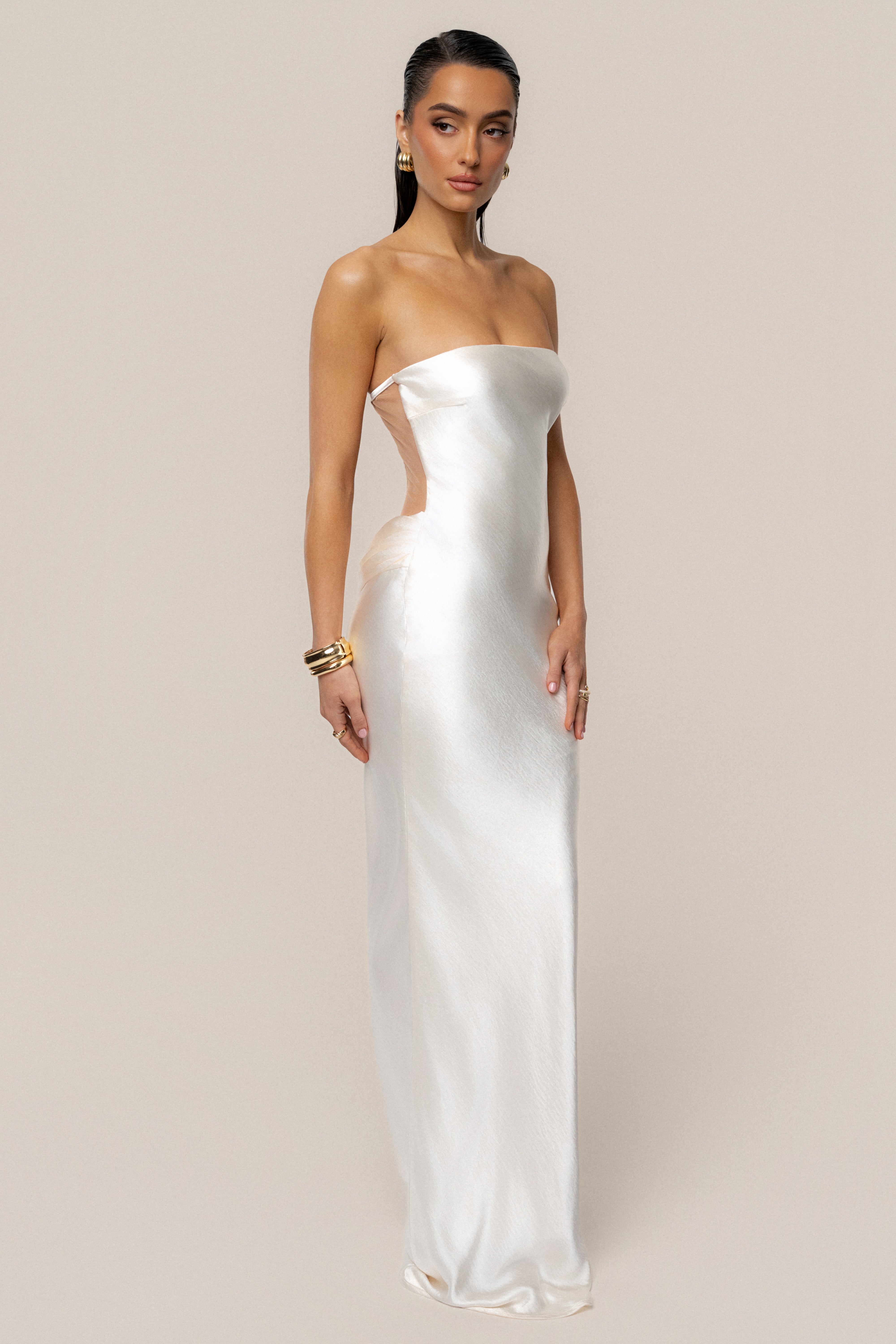 PRE-ORDER Ivory Regal Rising Satin Maxi Dress