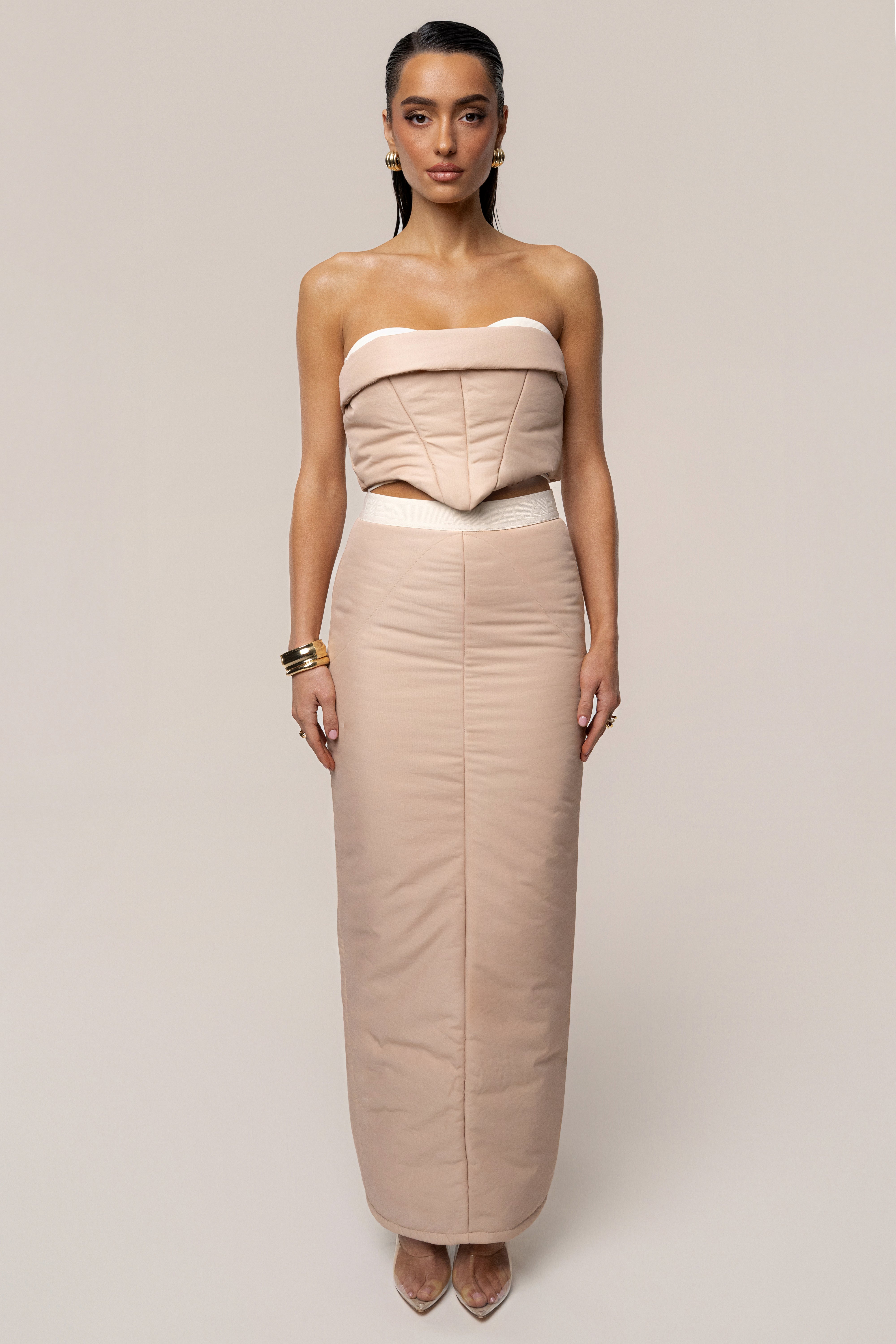 Beige Addyson Skirt Set - JLUXLABEL
