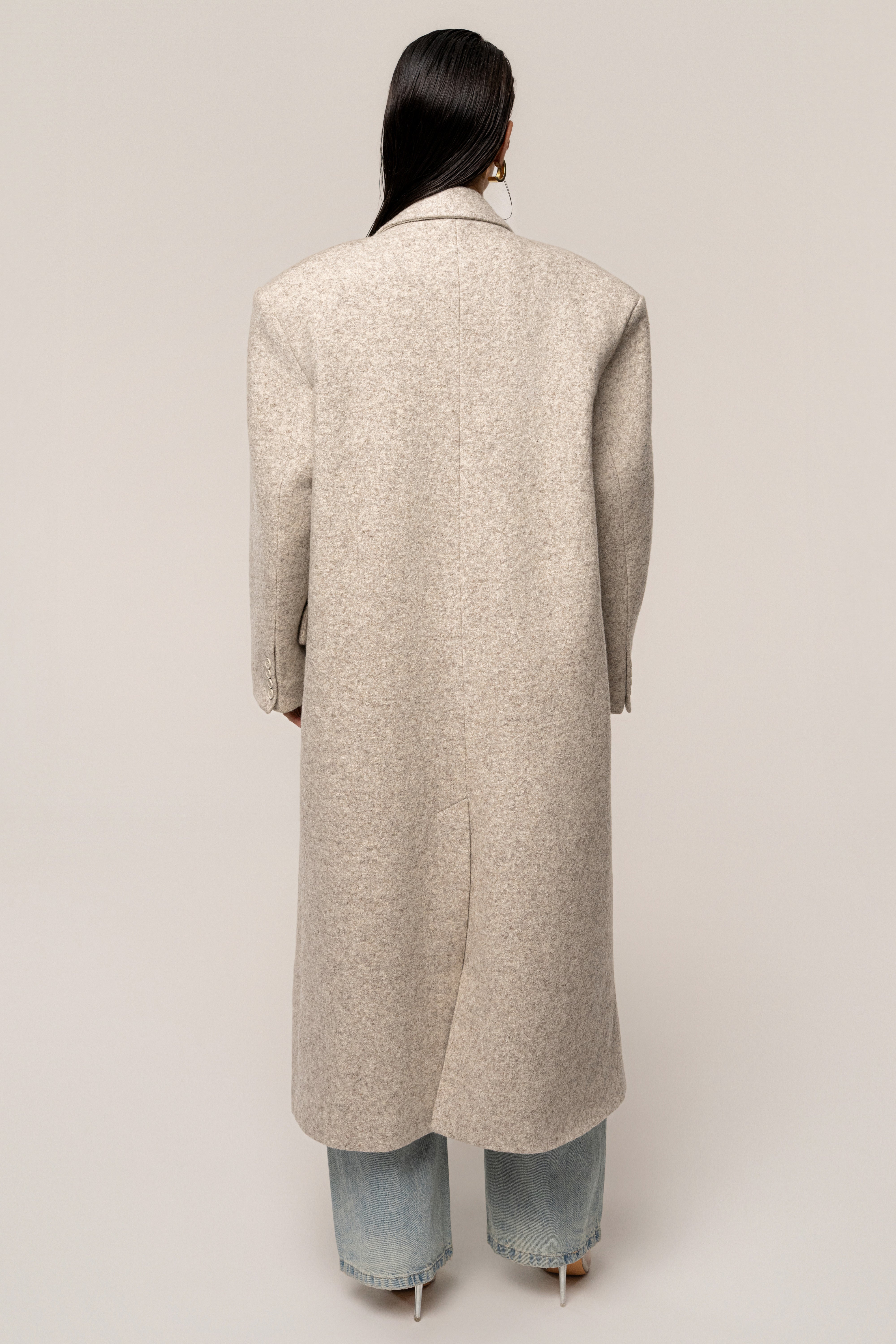 Beige Oversize Double Breasted Coat