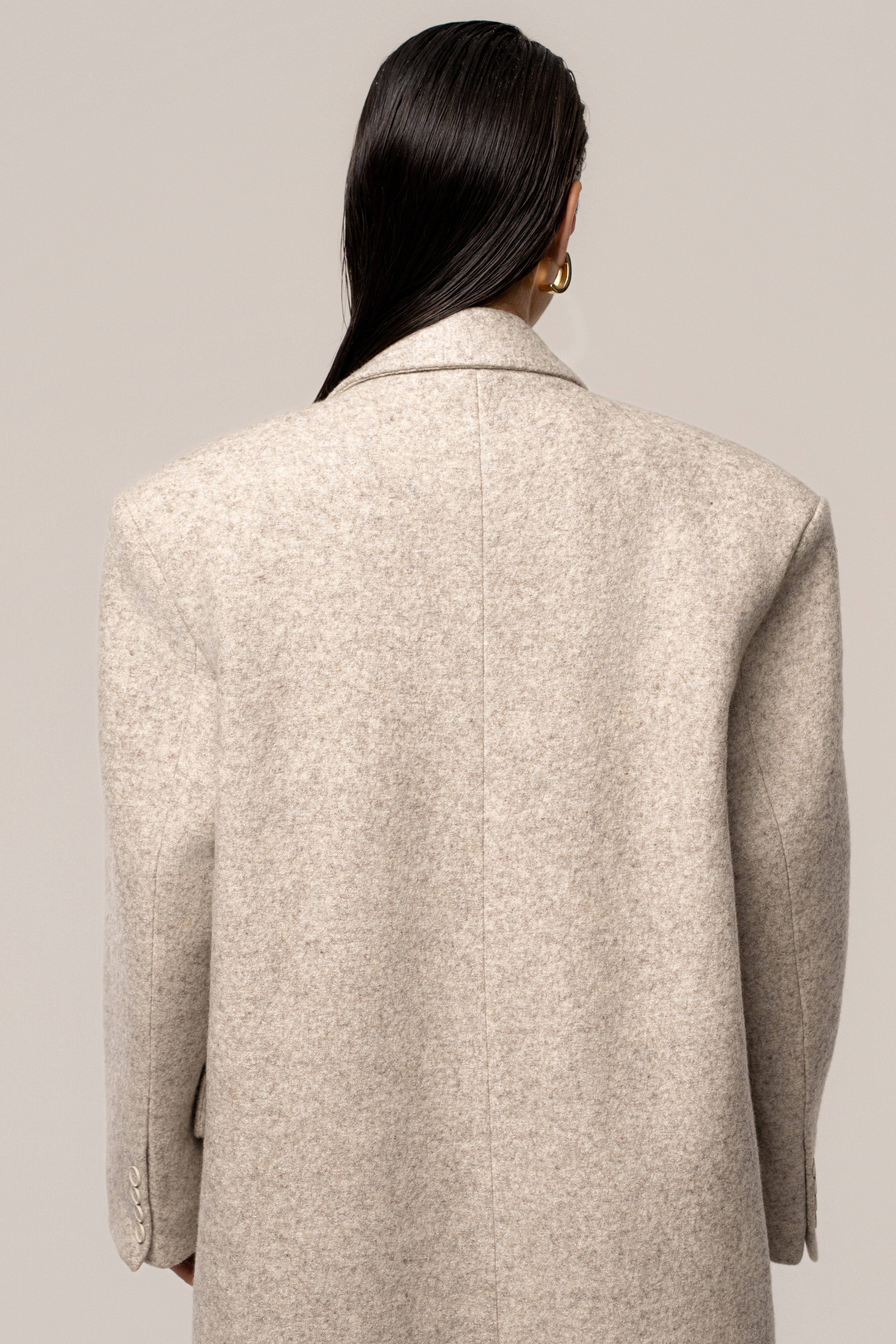 Beige Oversize Double Breasted Coat