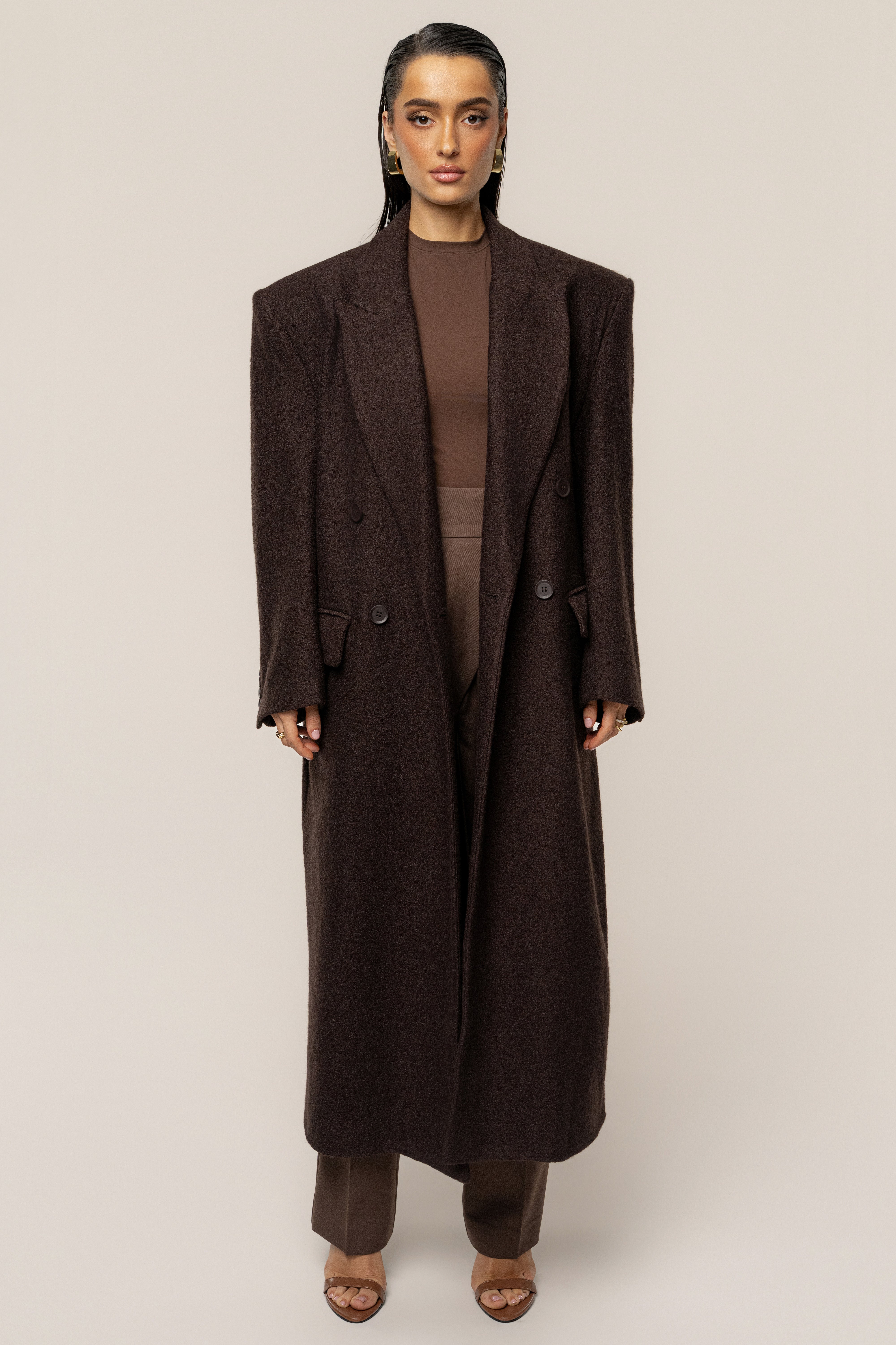 Chocolate Oversize Double Breasted Coat