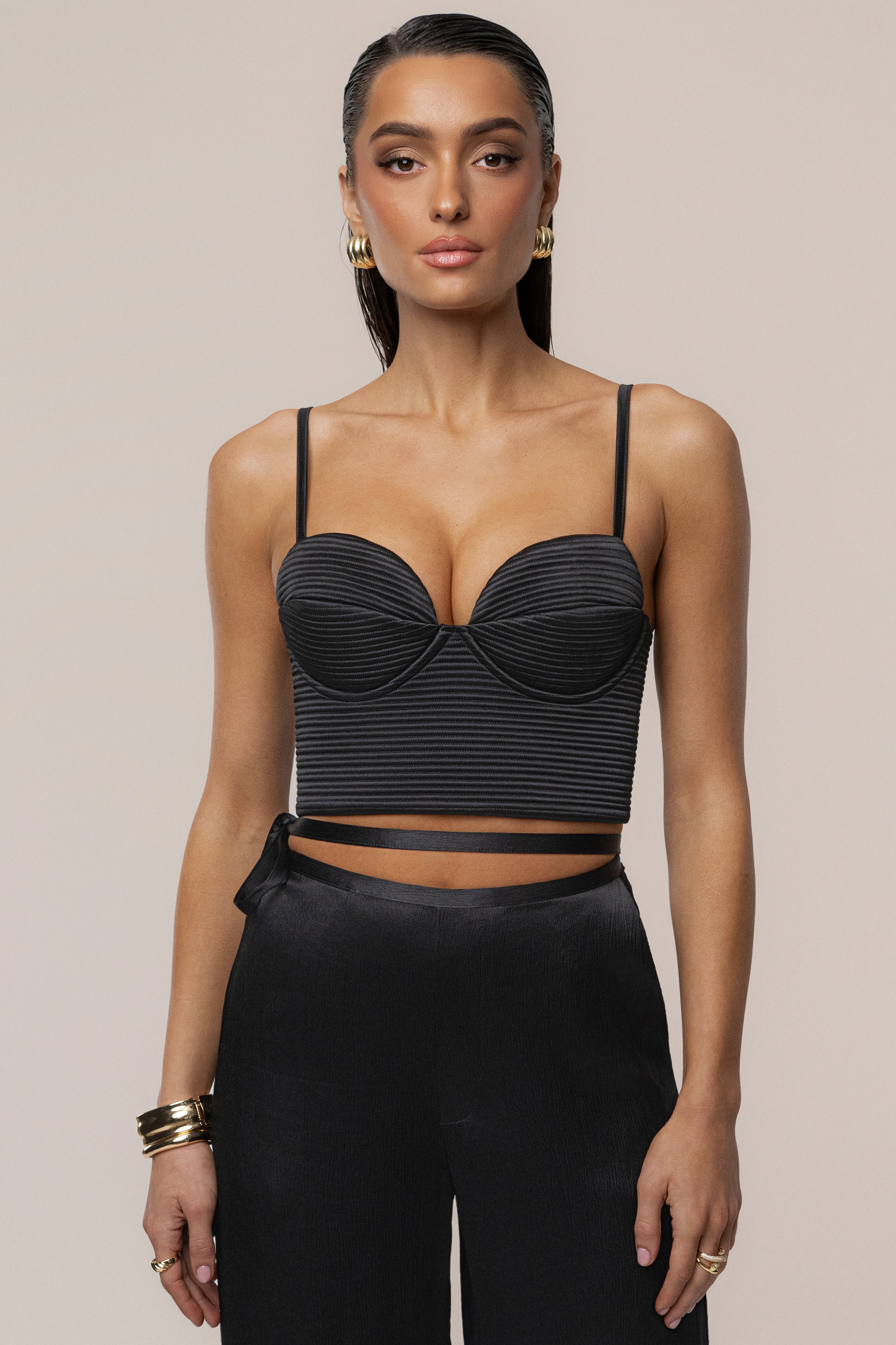 Black Thalia Textured Bustier