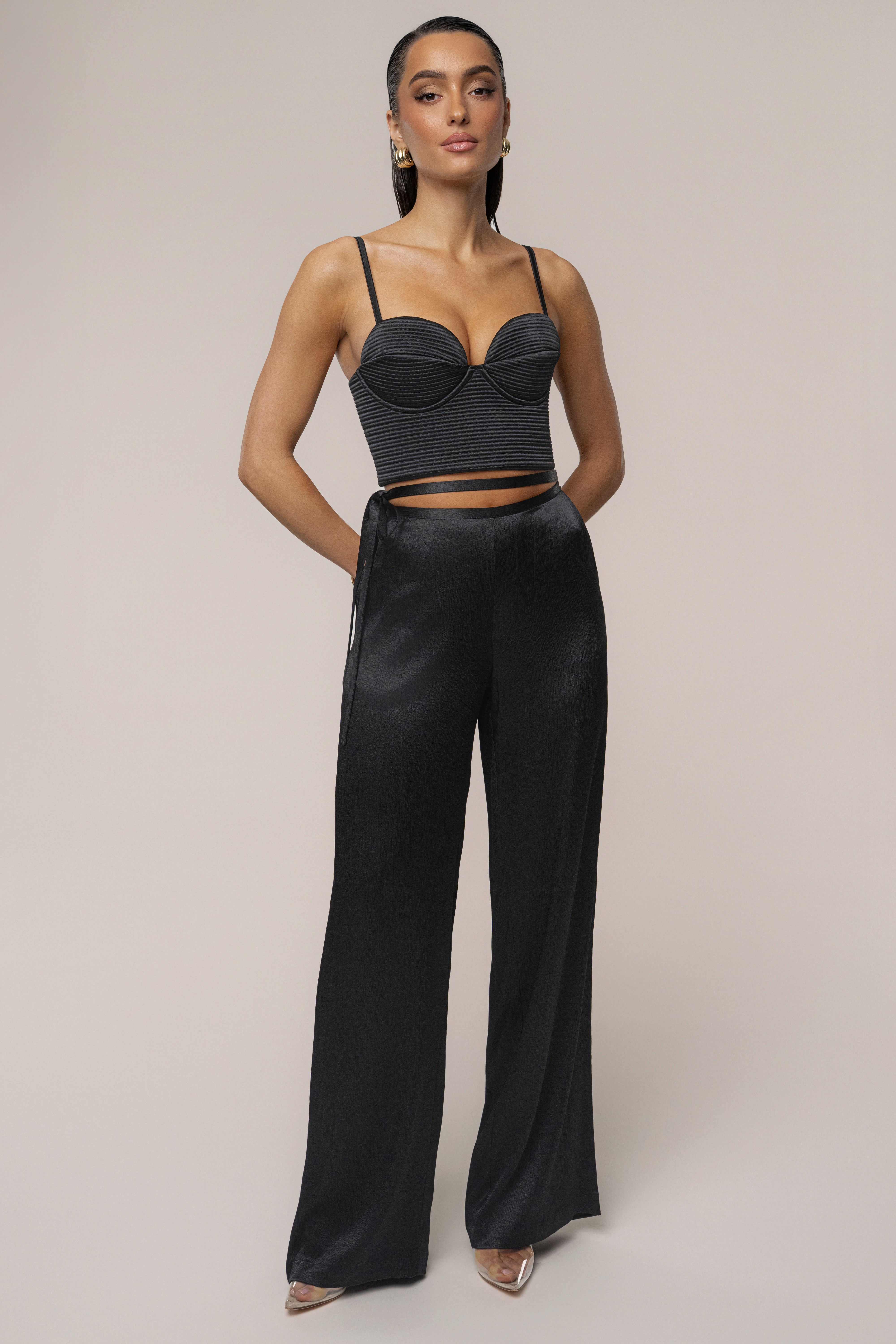 Pantalons en satin Deserae noirs