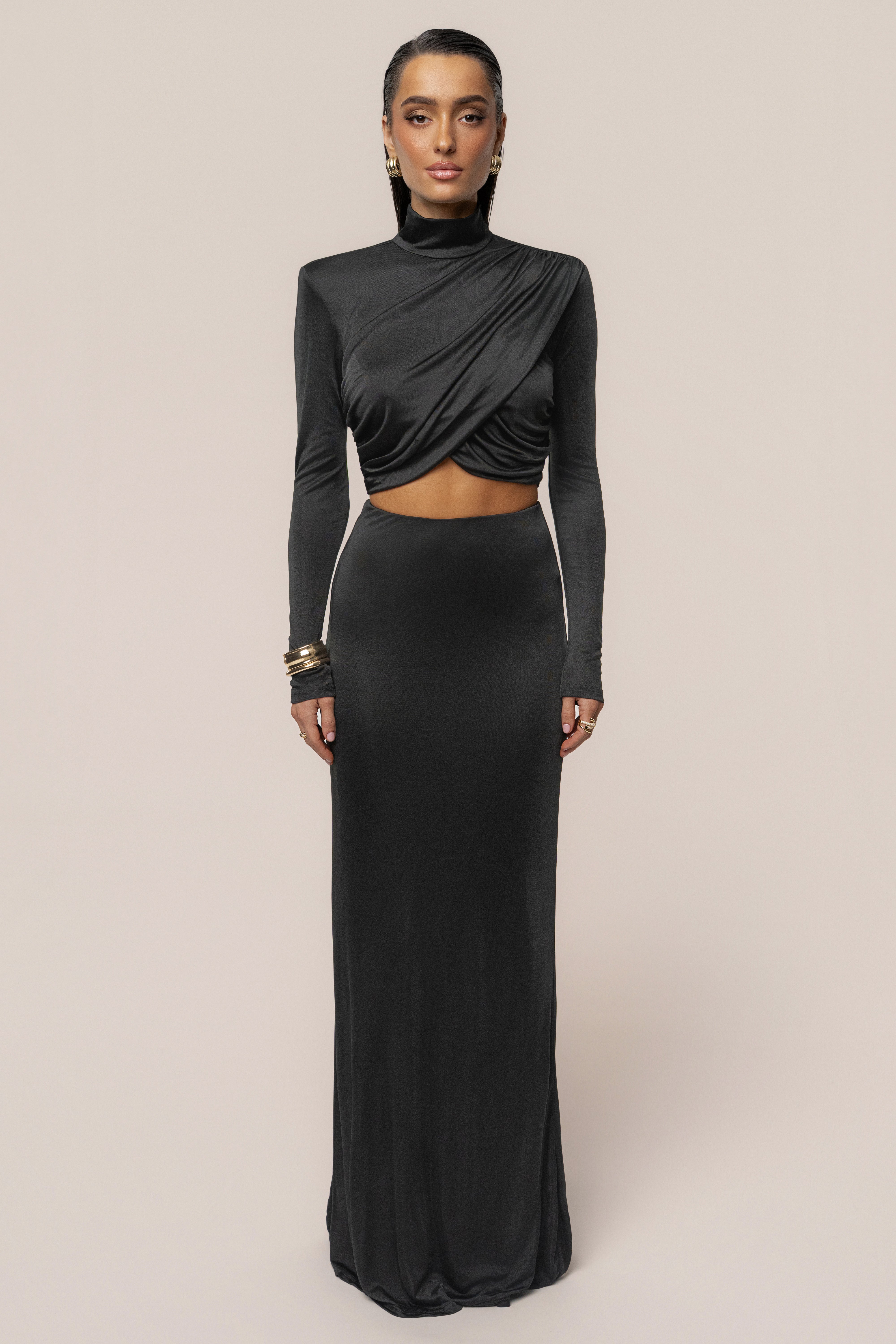 Black Ultra High Waist Maxi Skirt