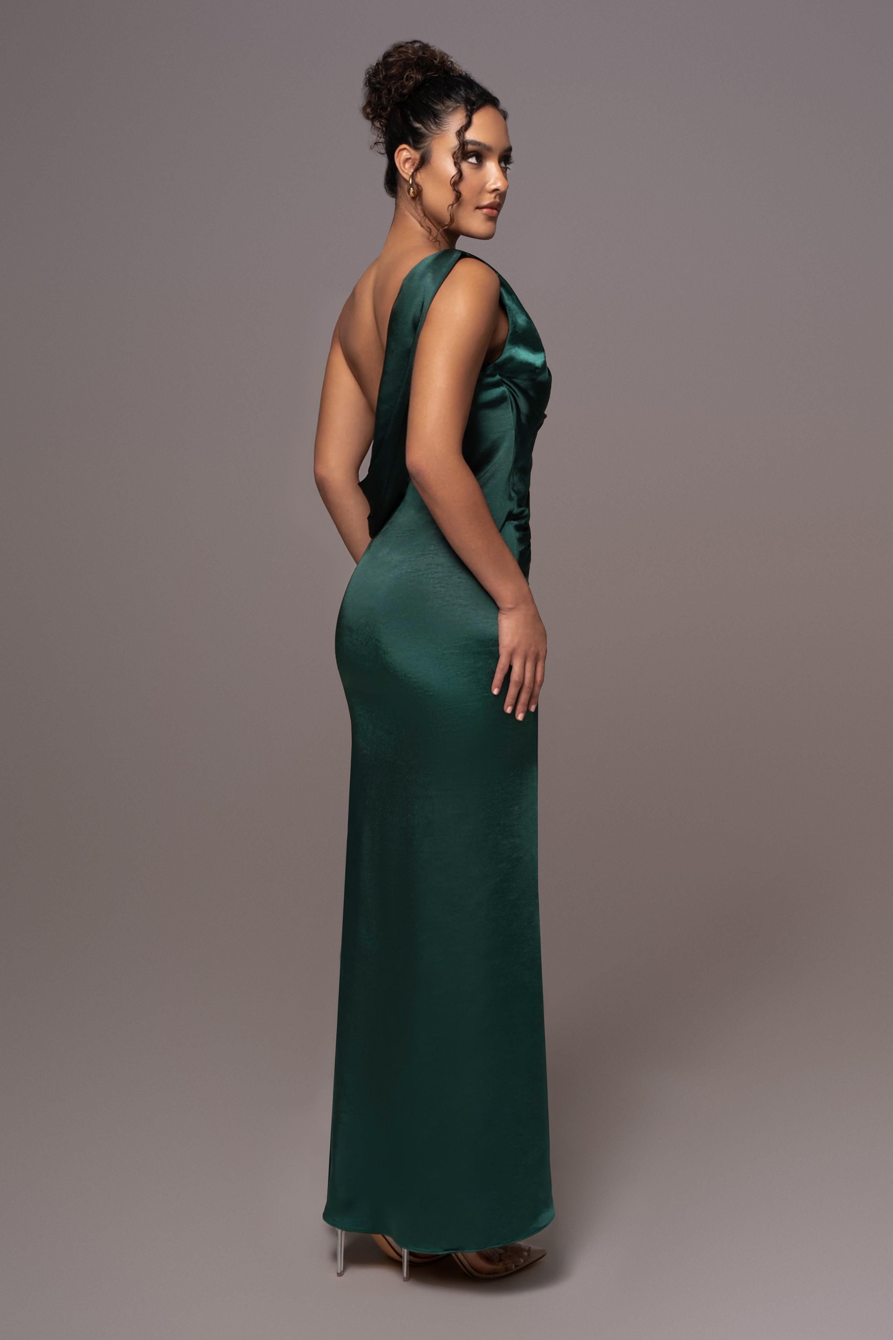 Green Satin Belle Maxi Dress - JLUXLABEL