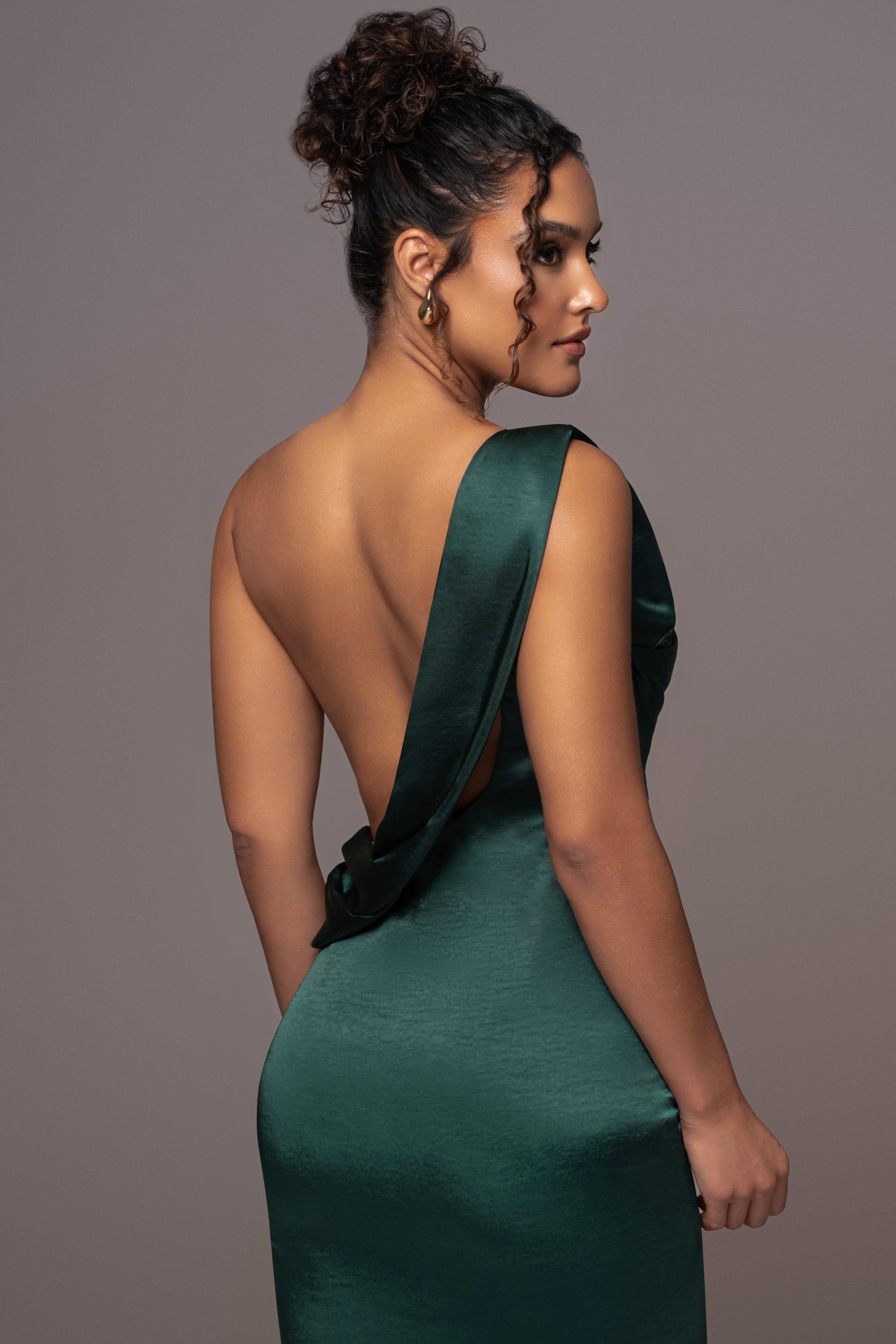 Green Satin Belle Maxi Dress - JLUXLABEL