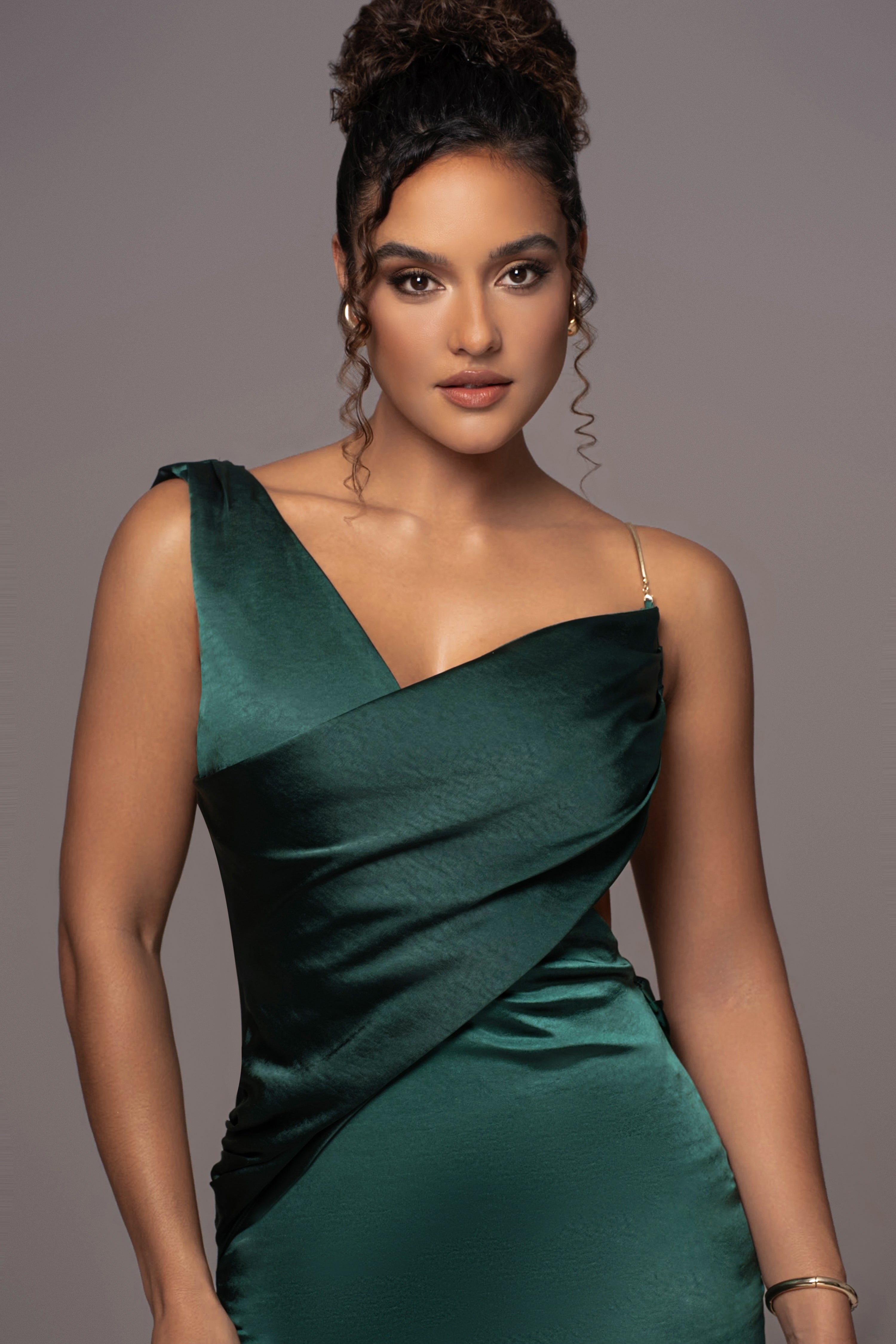 Green Satin Belle Maxi Dress - JLUXLABEL