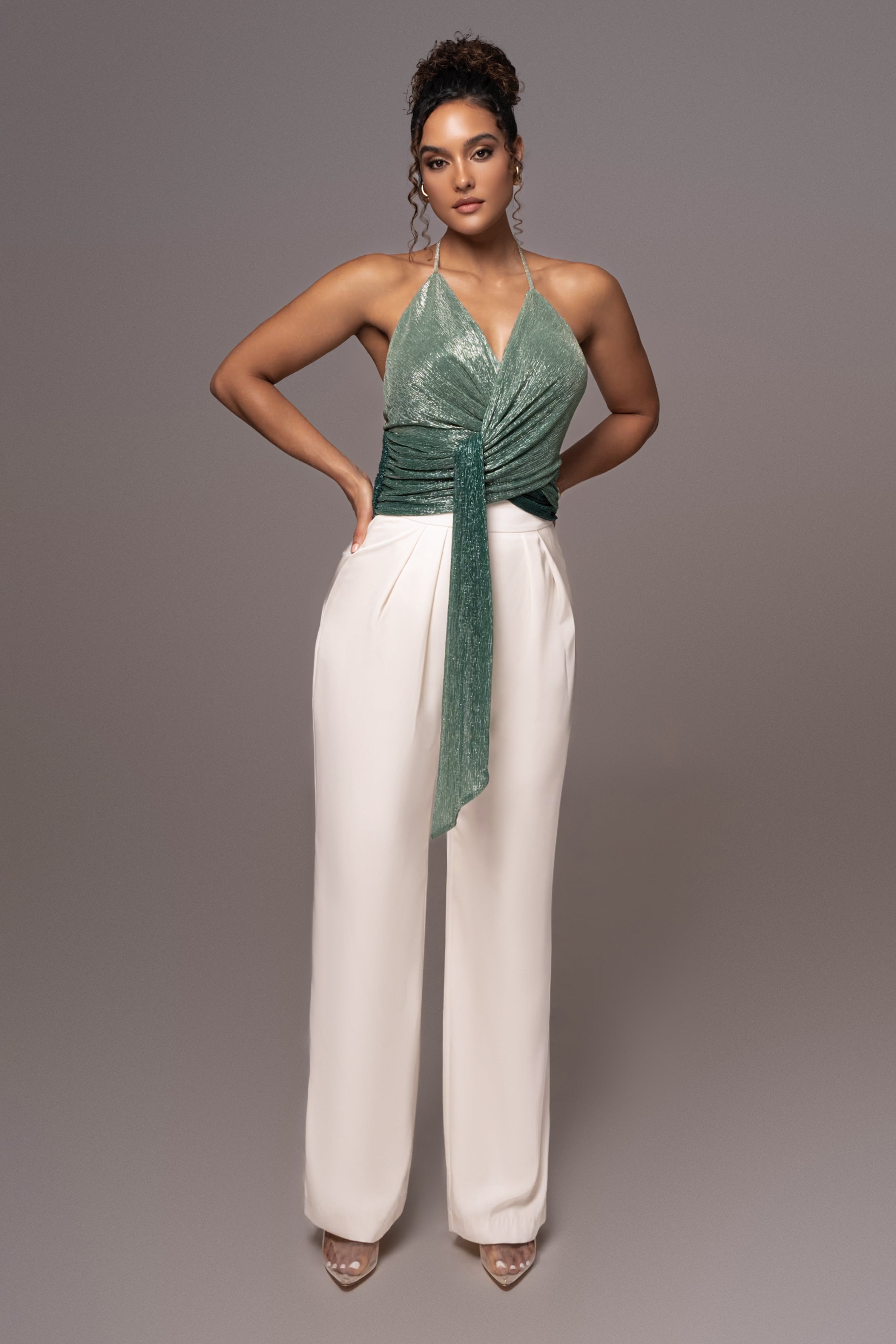 Green Bliss Halter Drape Top - JLUXLABEL