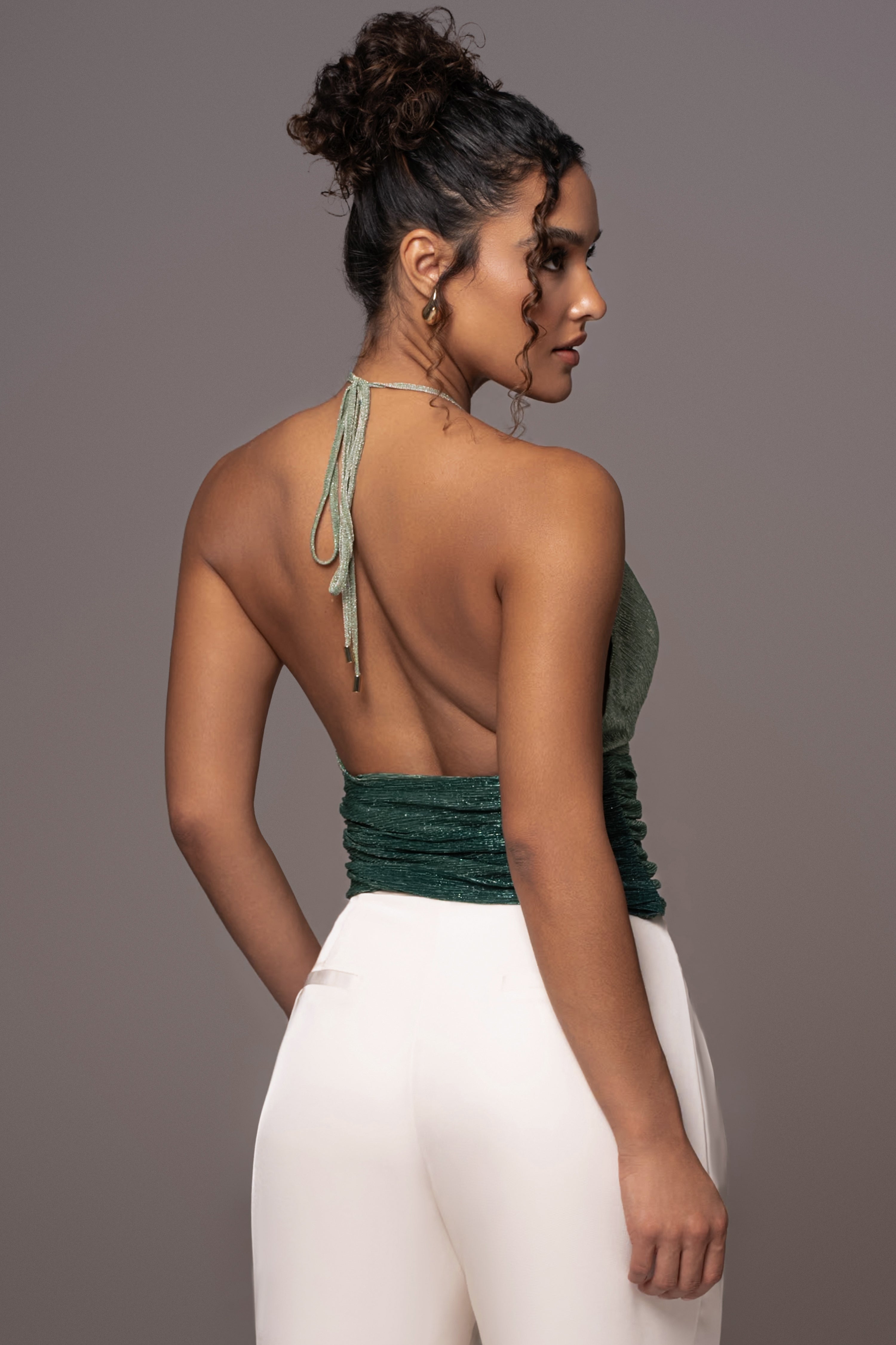 Green Bliss Halter Drape Top - JLUXLABEL