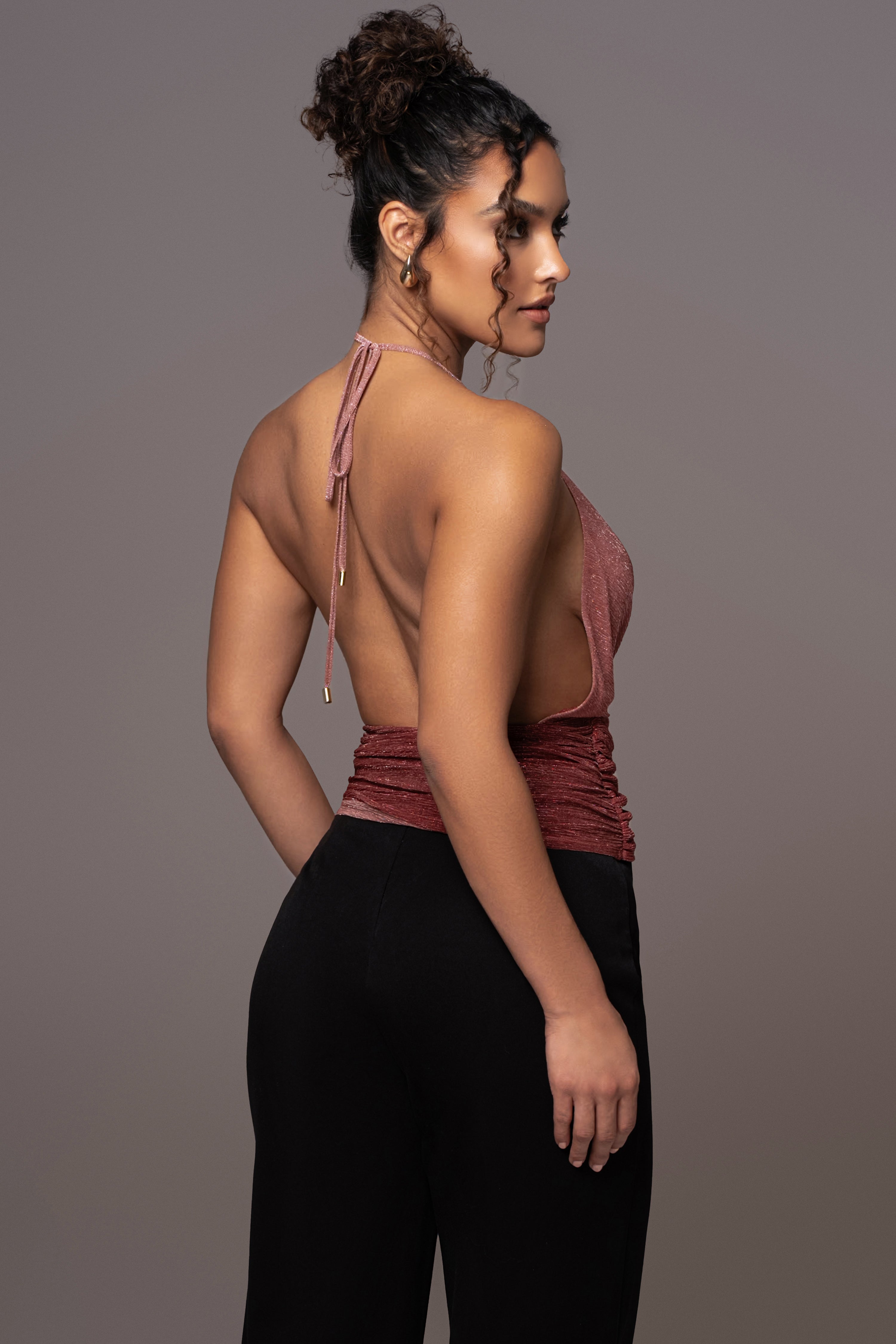 Red Bliss Halter Drape Top - JLUXLABEL