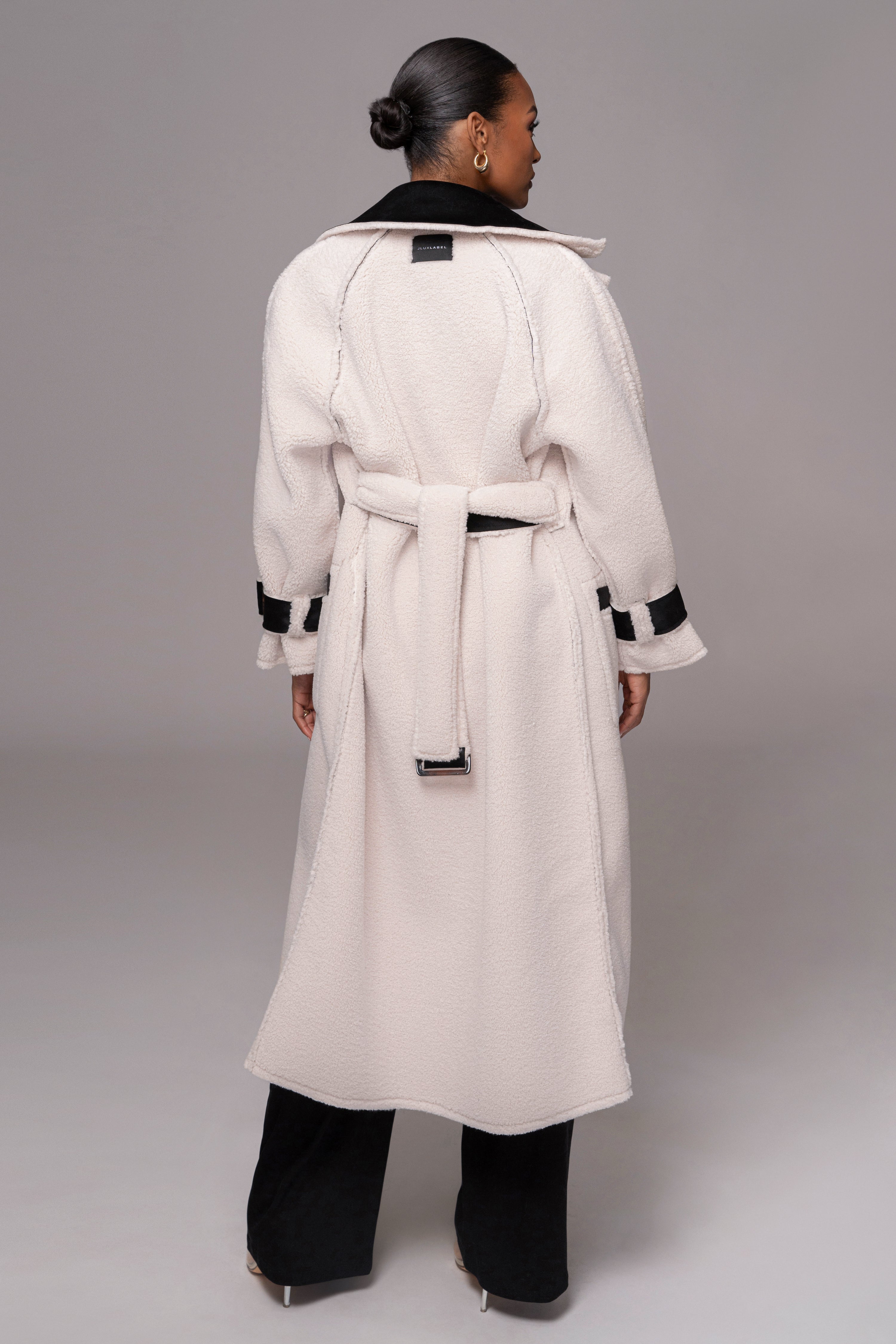 Black Suede And Sherpa Reversible Coat - JLUXLABEL