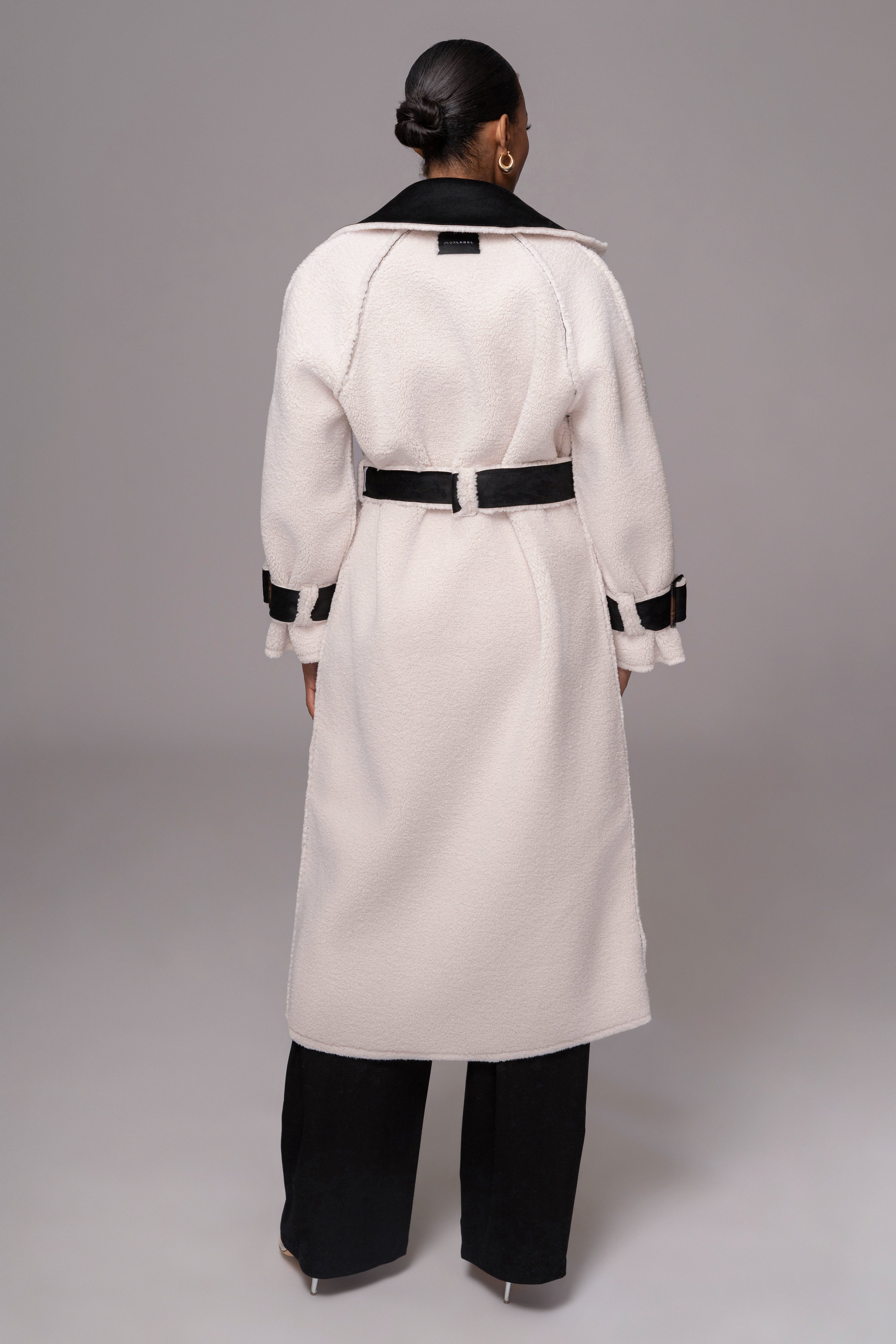 Black Suede And Sherpa Reversible Coat - JLUXLABEL