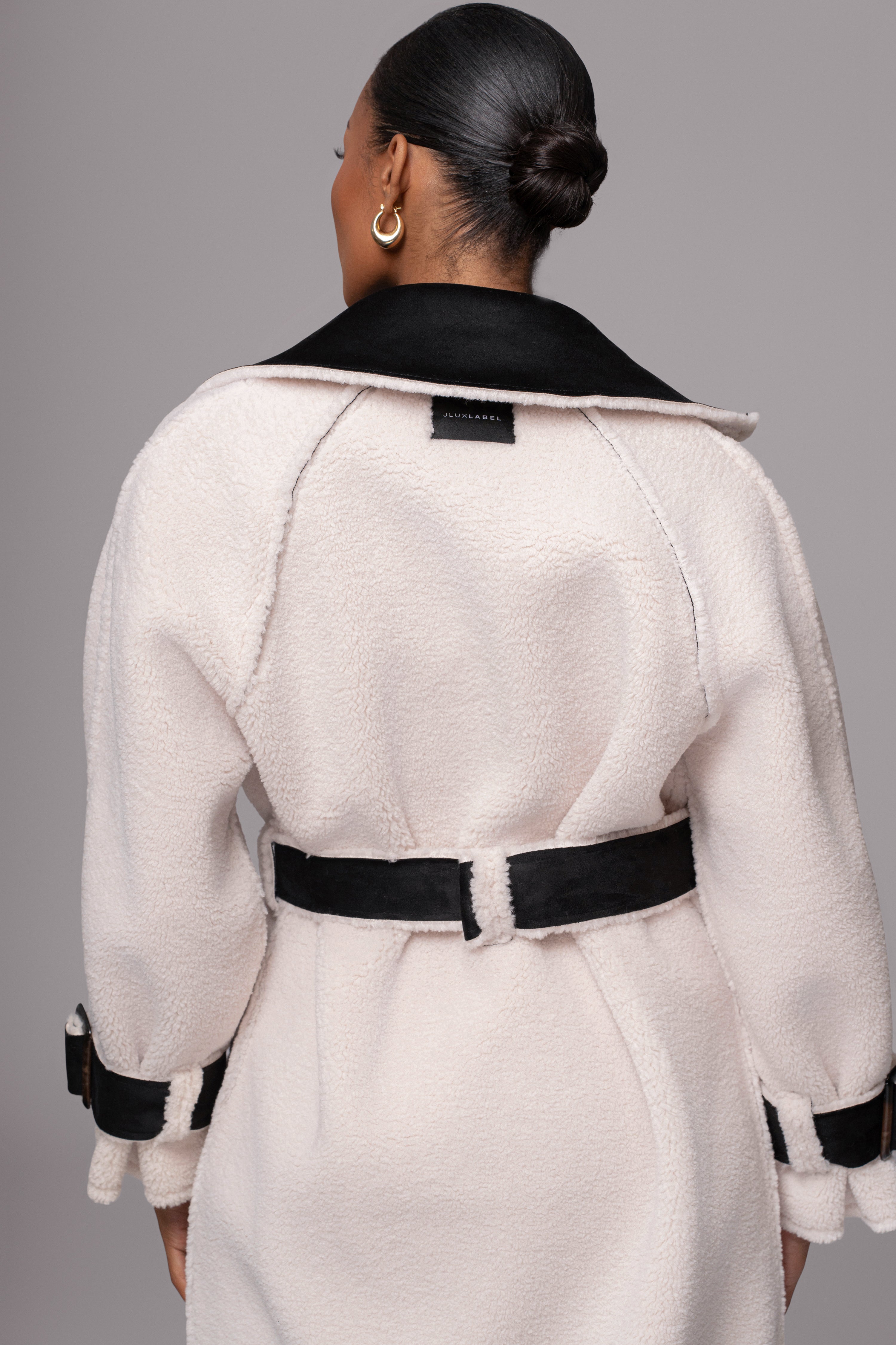 Black Suede And Sherpa Reversible Coat - JLUXLABEL