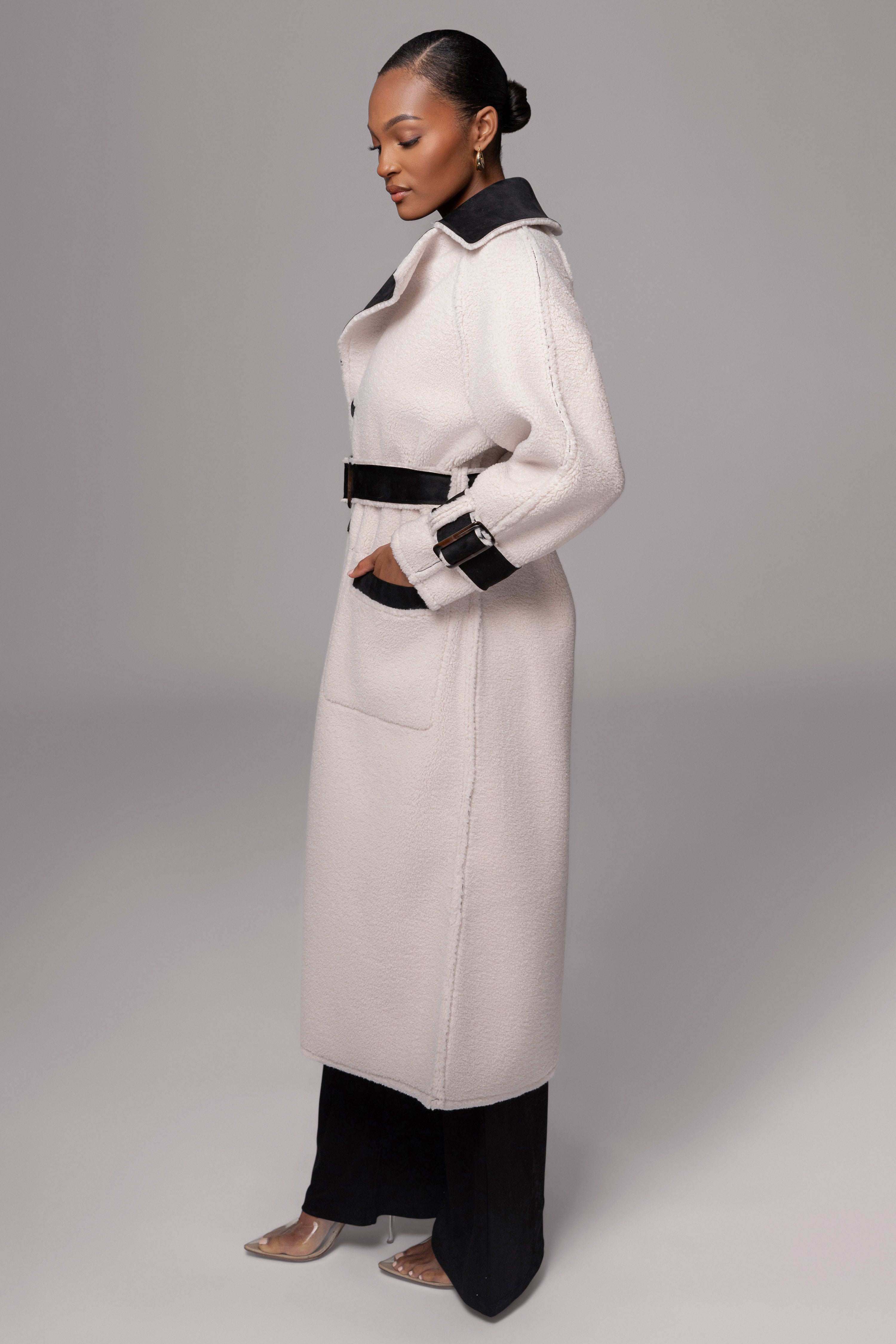 Black Suede And Sherpa Reversible Coat - JLUXLABEL