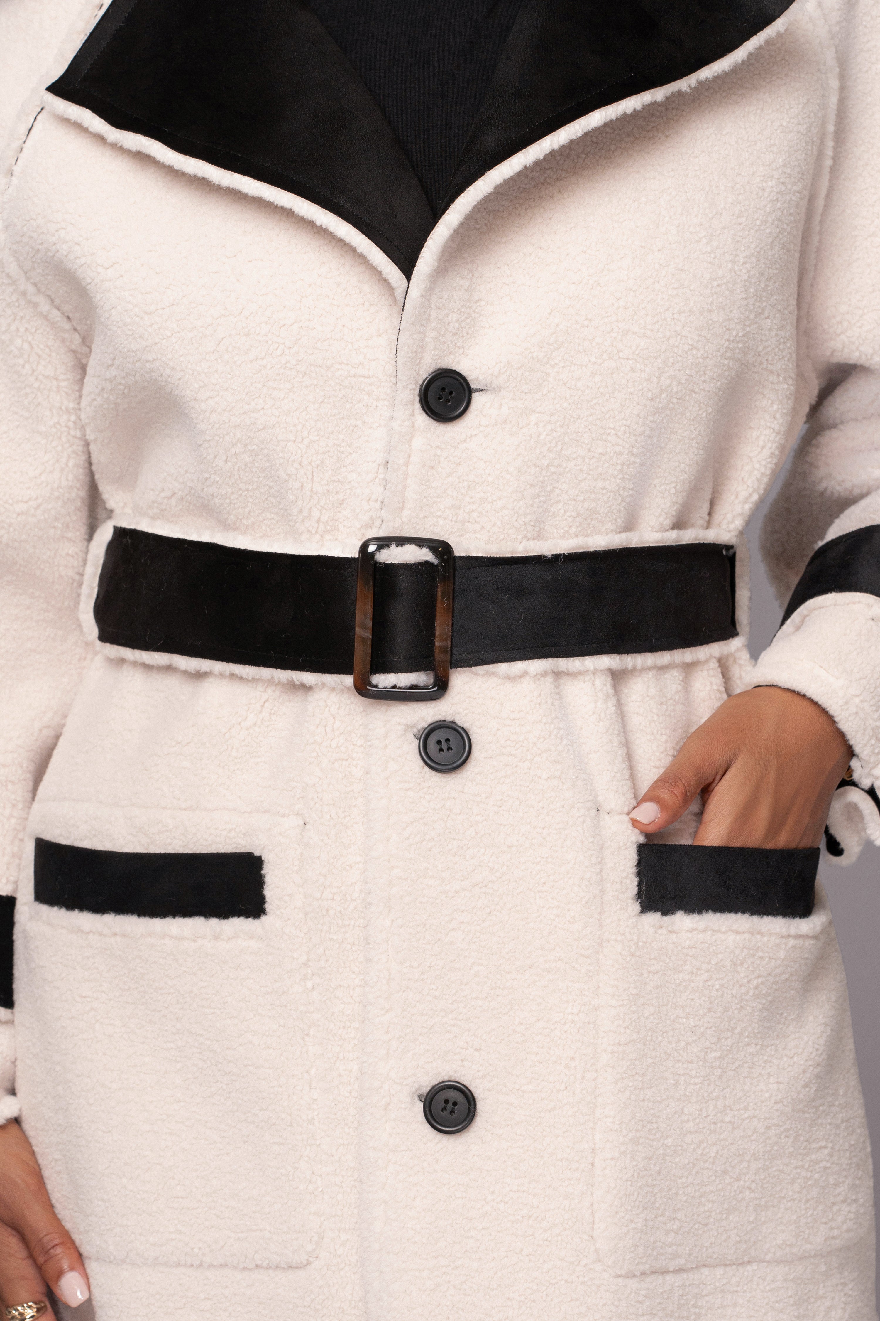 Black Suede And Sherpa Reversible Coat - JLUXLABEL