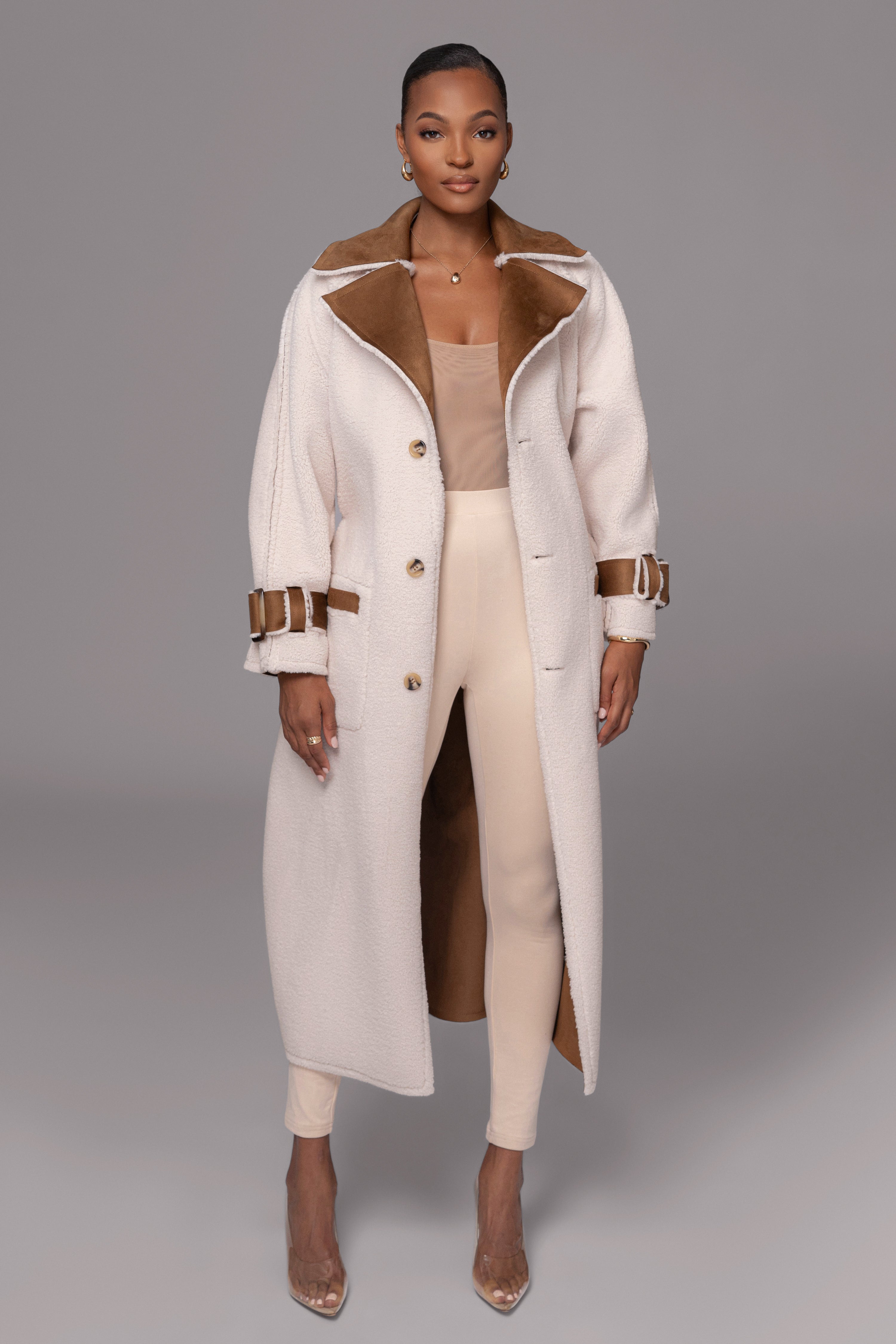 Tan Suede And Sherpa Reversible Coat - JLUXLABEL