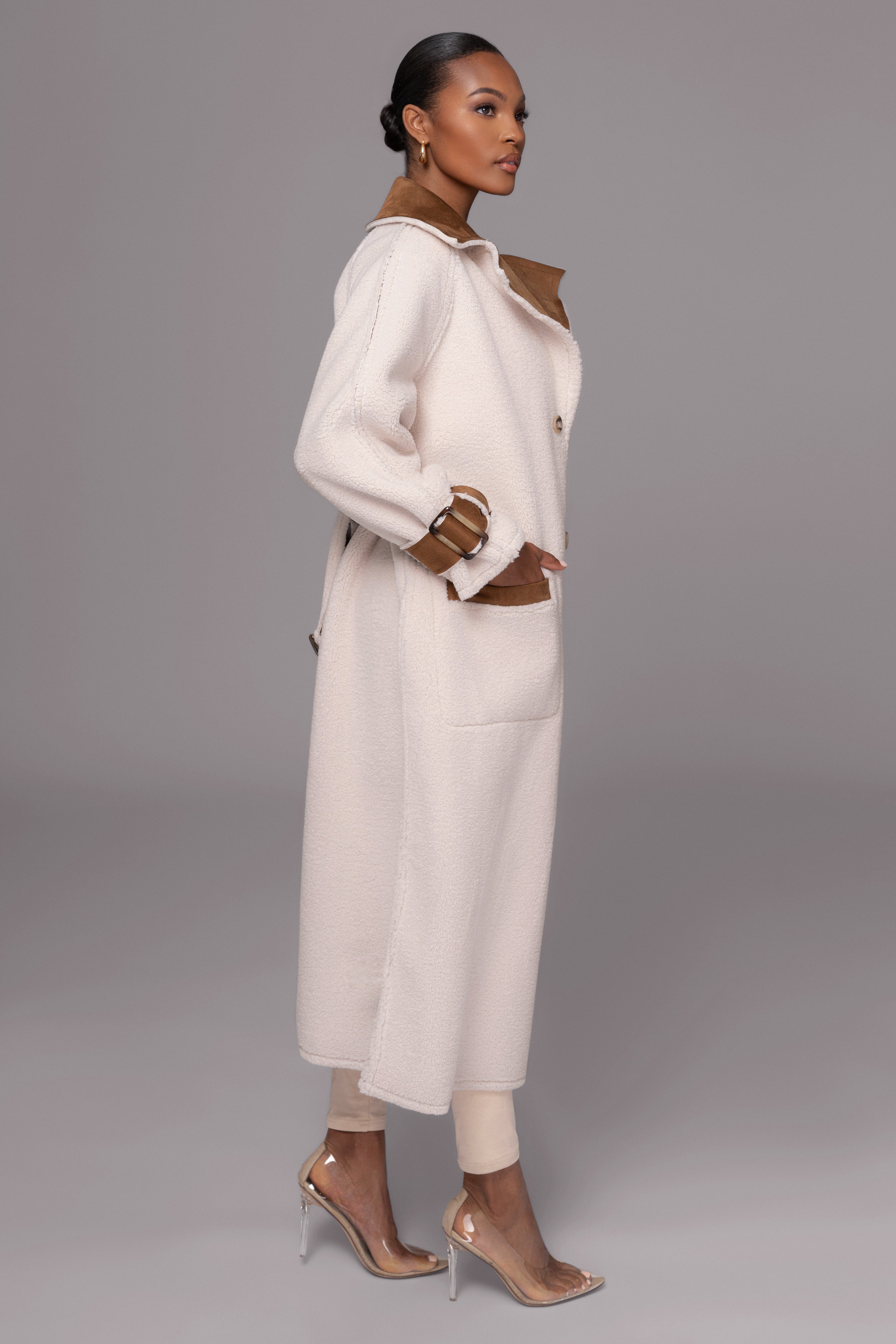 Tan Suede And Sherpa Reversible Coat - JLUXLABEL