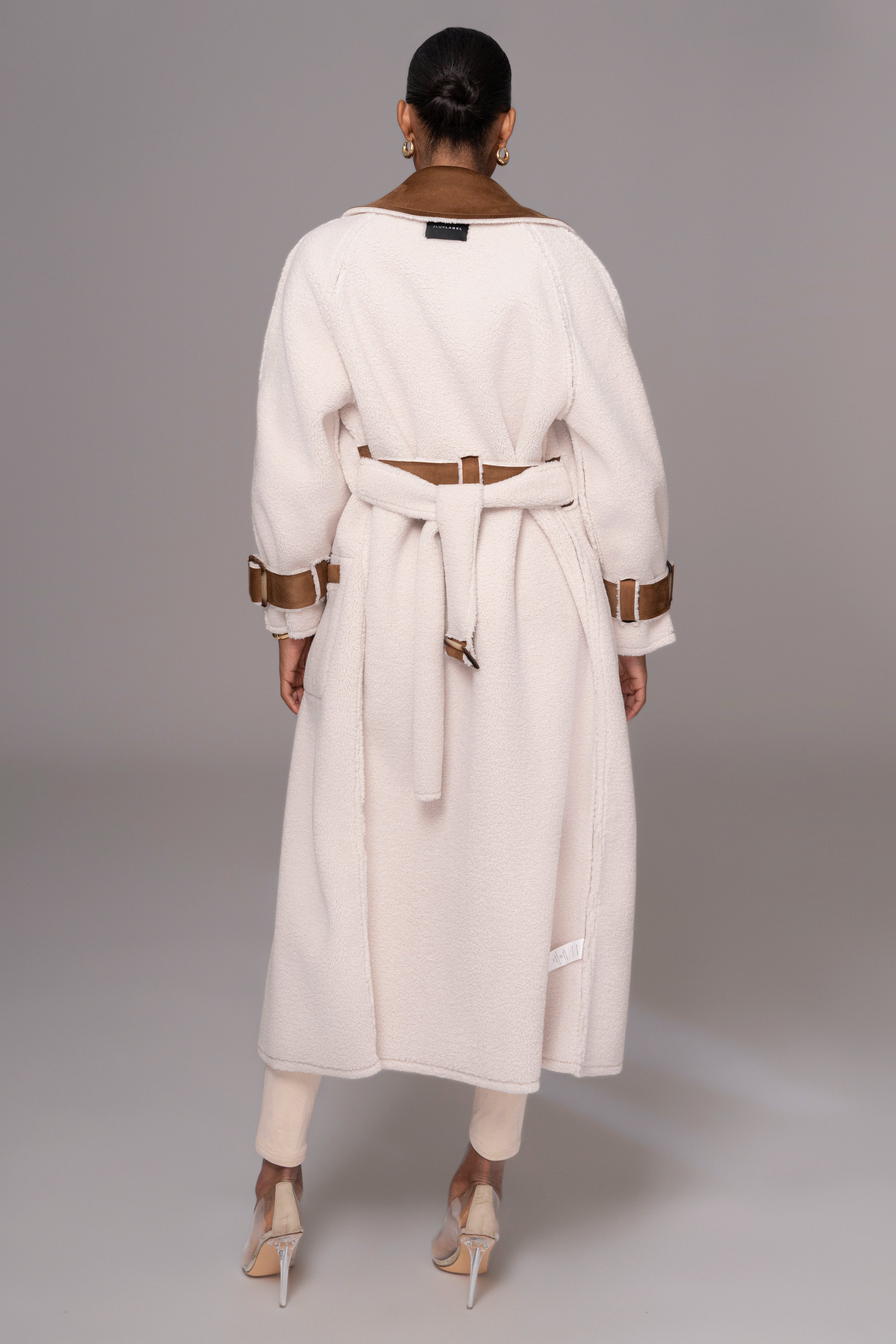 Tan Suede And Sherpa Reversible Coat - JLUXLABEL