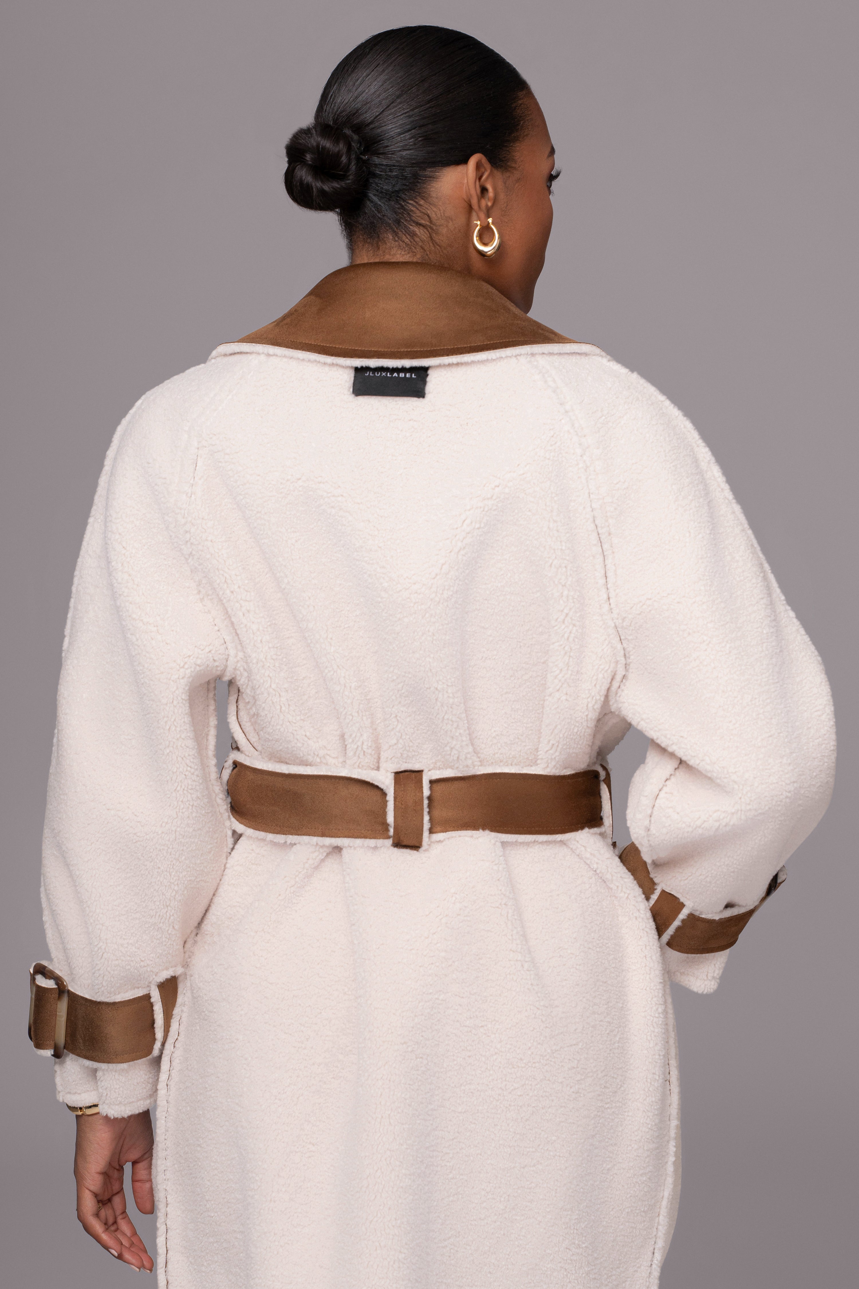 Tan Suede And Sherpa Reversible Coat - JLUXLABEL