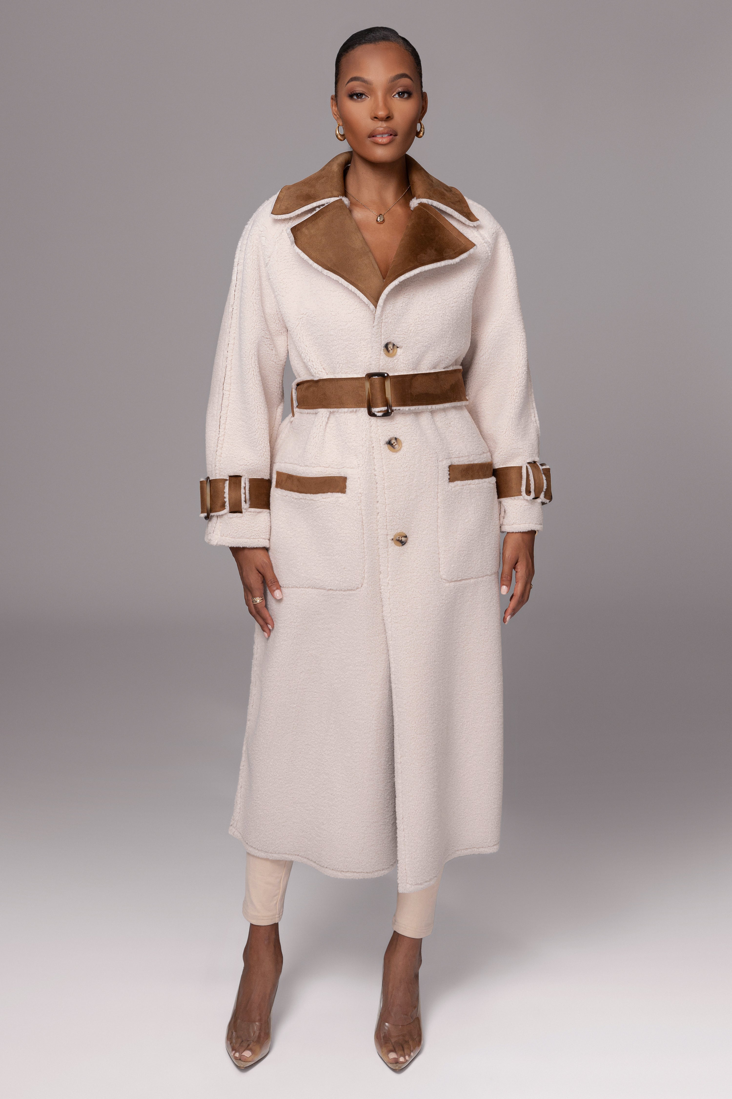 Tan Suede And Sherpa Reversible Coat - JLUXLABEL