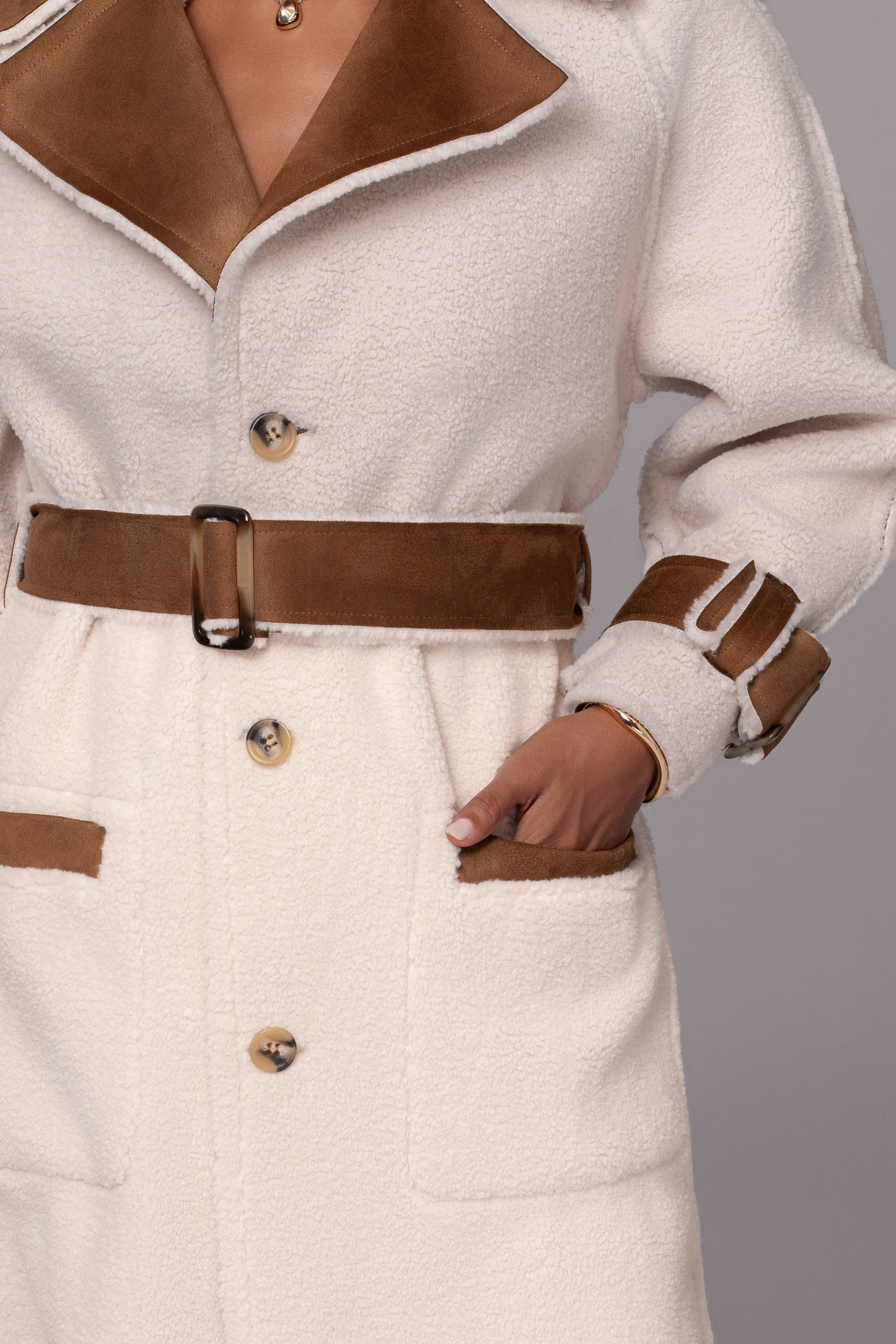 Tan Suede And Sherpa Reversible Coat - JLUXLABEL