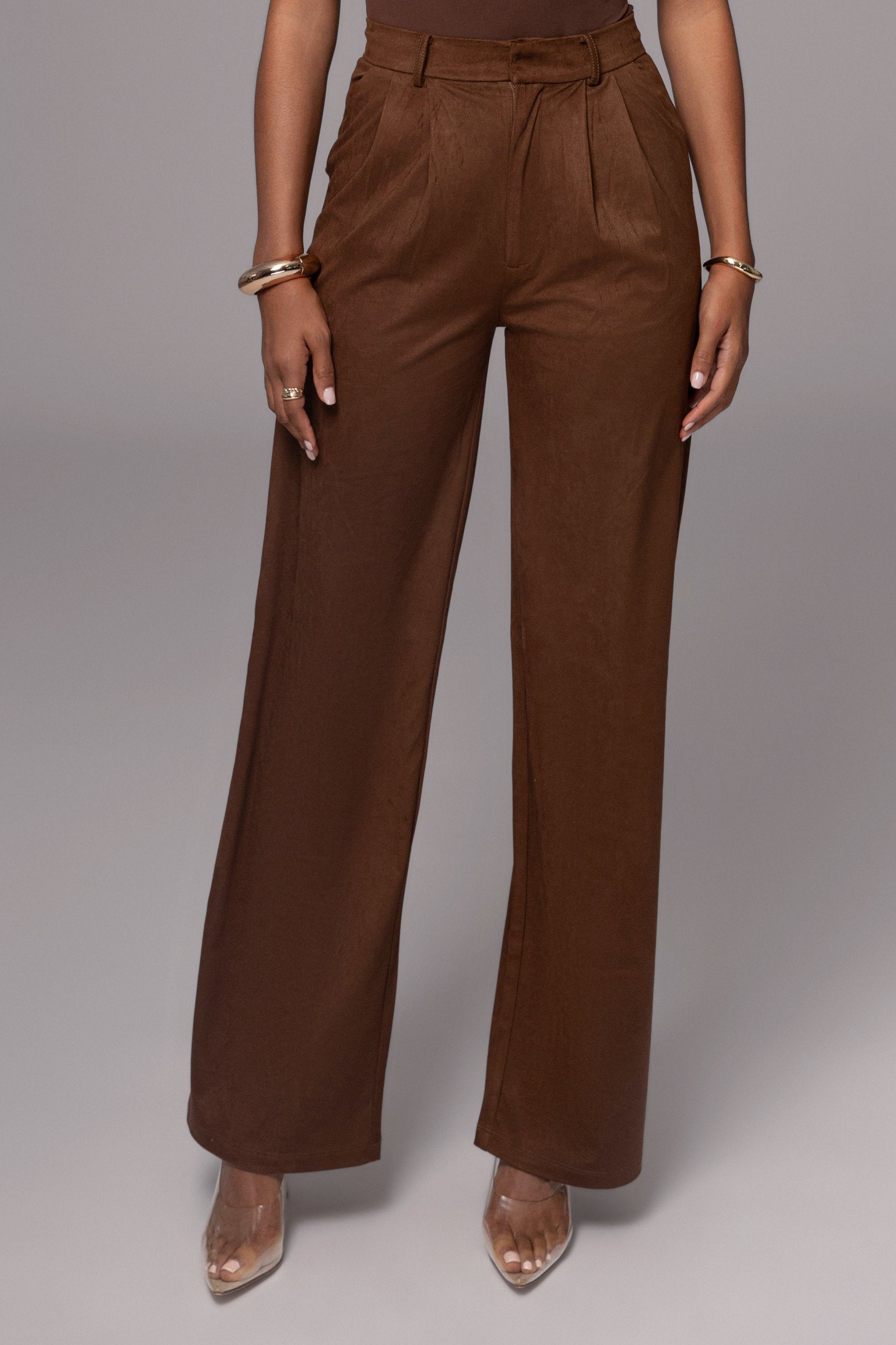 Chocolate Classic High Rise Trousers - JLUXLABEL