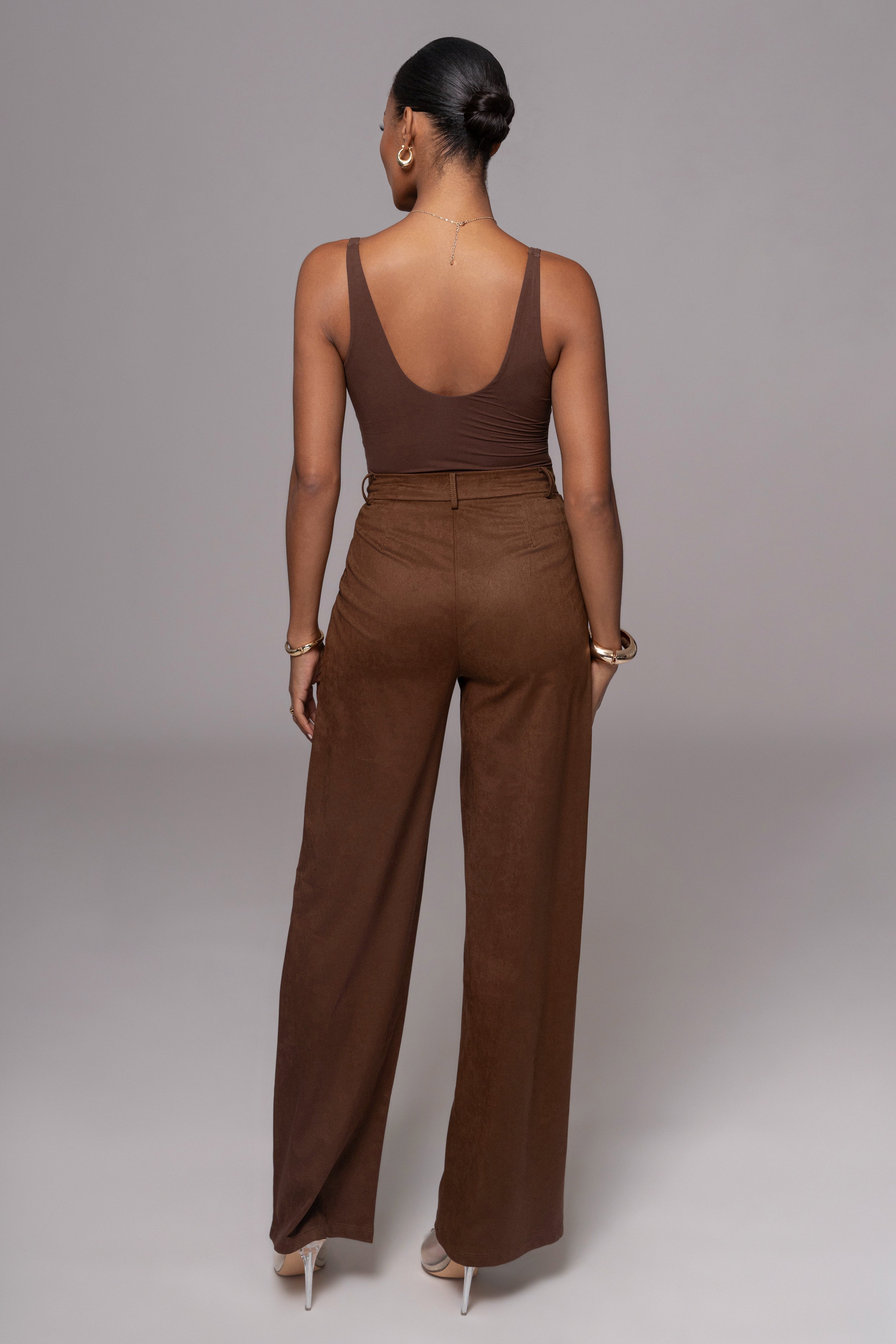 Chocolate Classic High Rise Trousers - JLUXLABEL