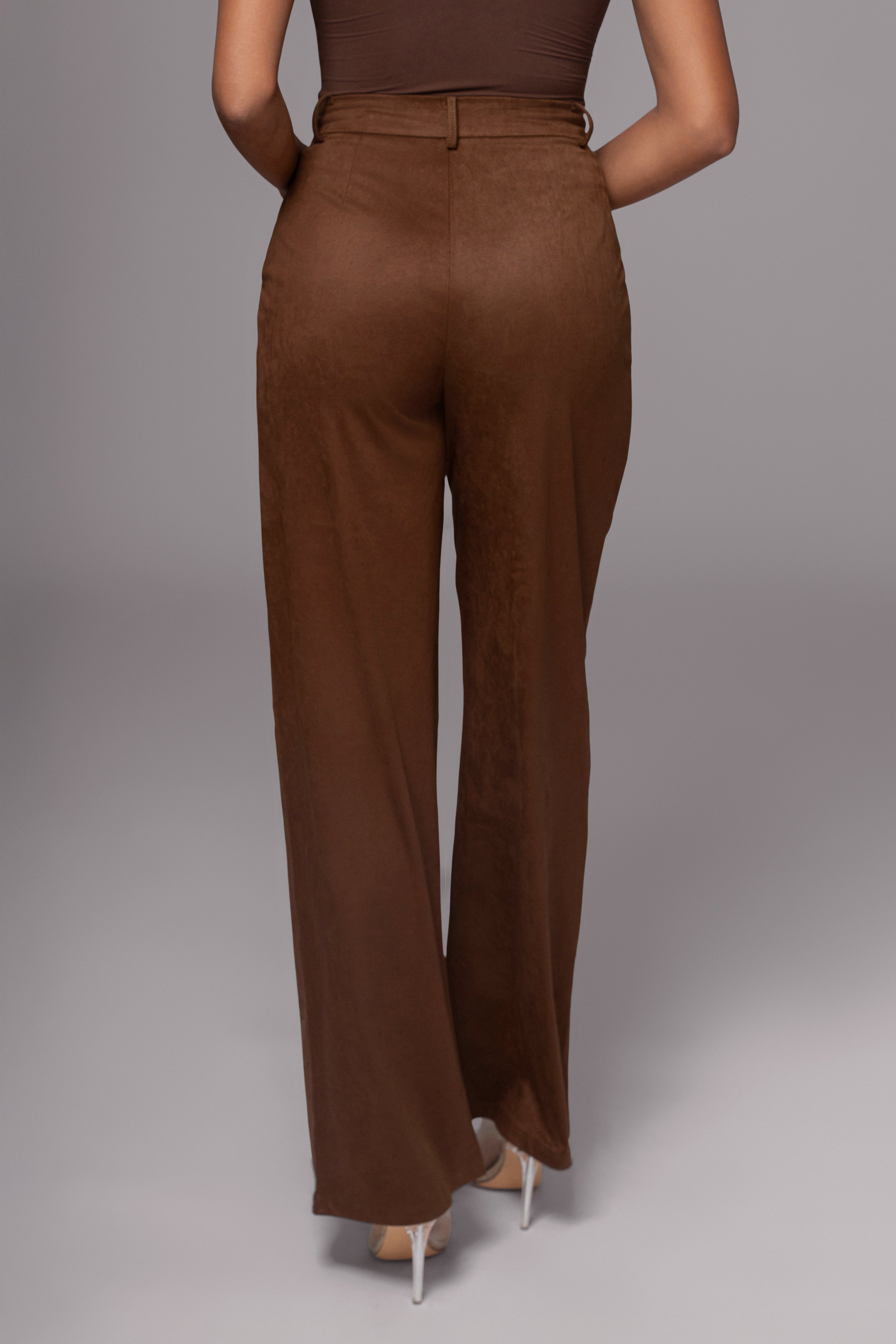 Chocolate Classic High Rise Trousers - JLUXLABEL