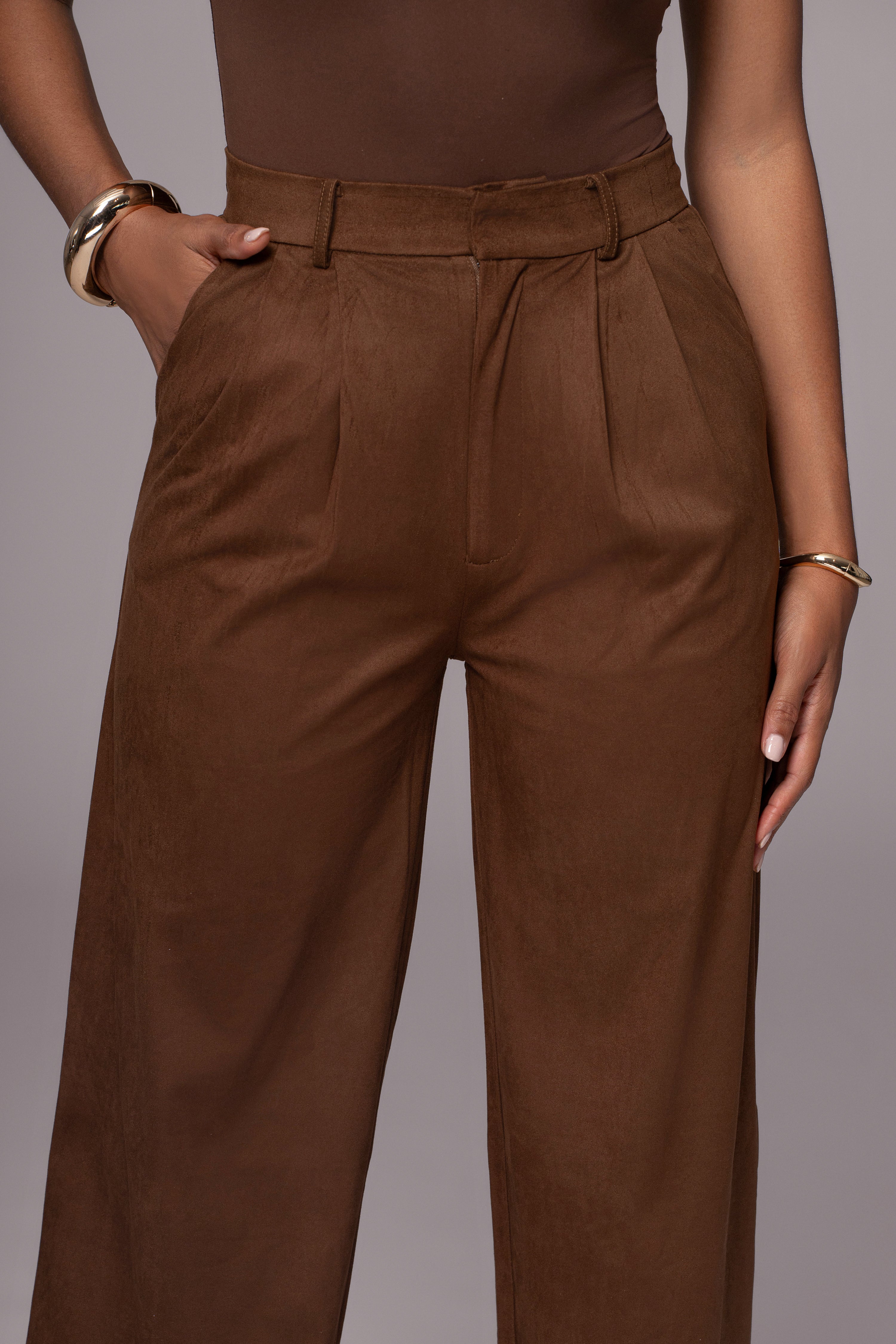 Chocolate Classic High Rise Trousers - JLUXLABEL