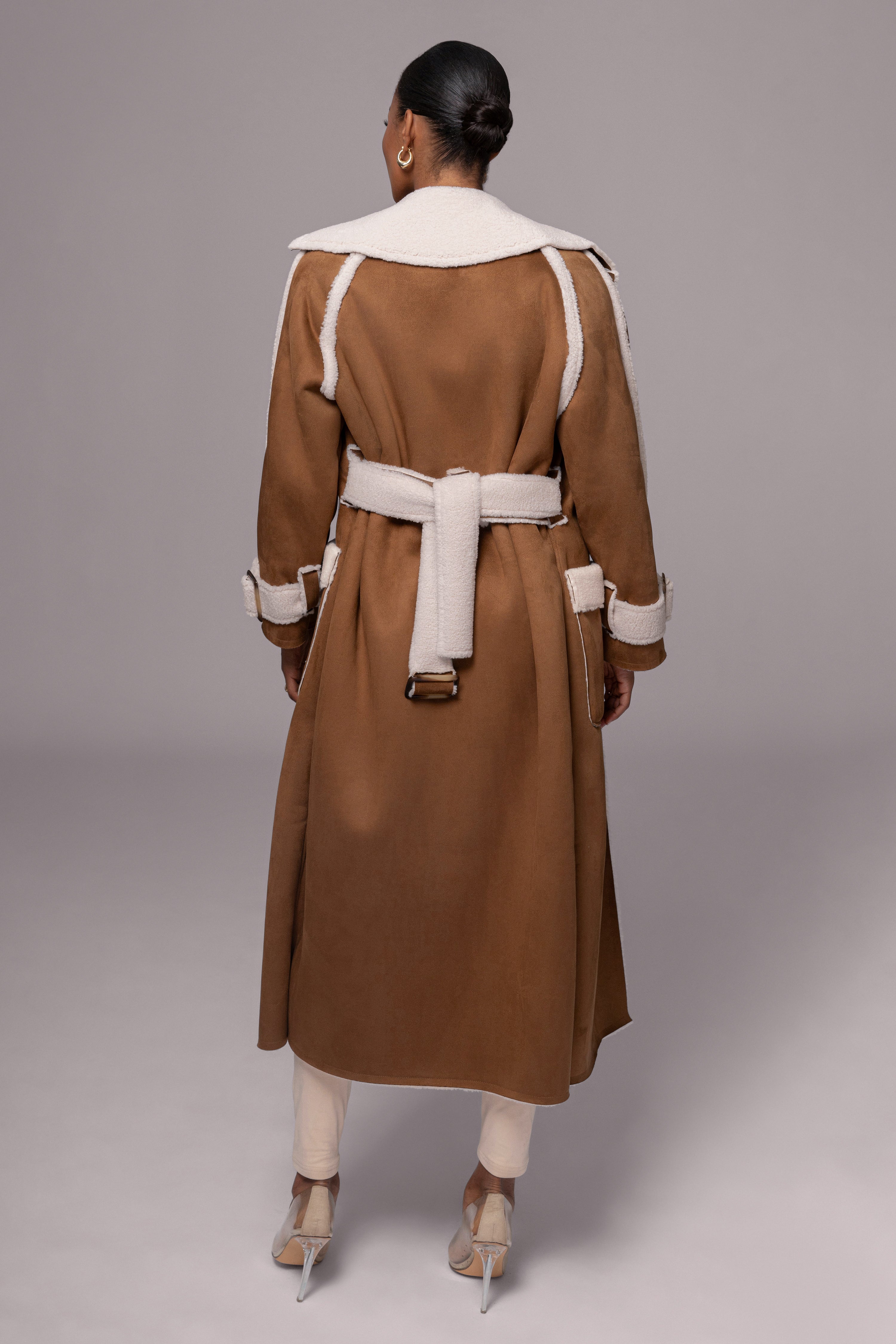 Tan Suede And Sherpa Reversible Coat - JLUXLABEL