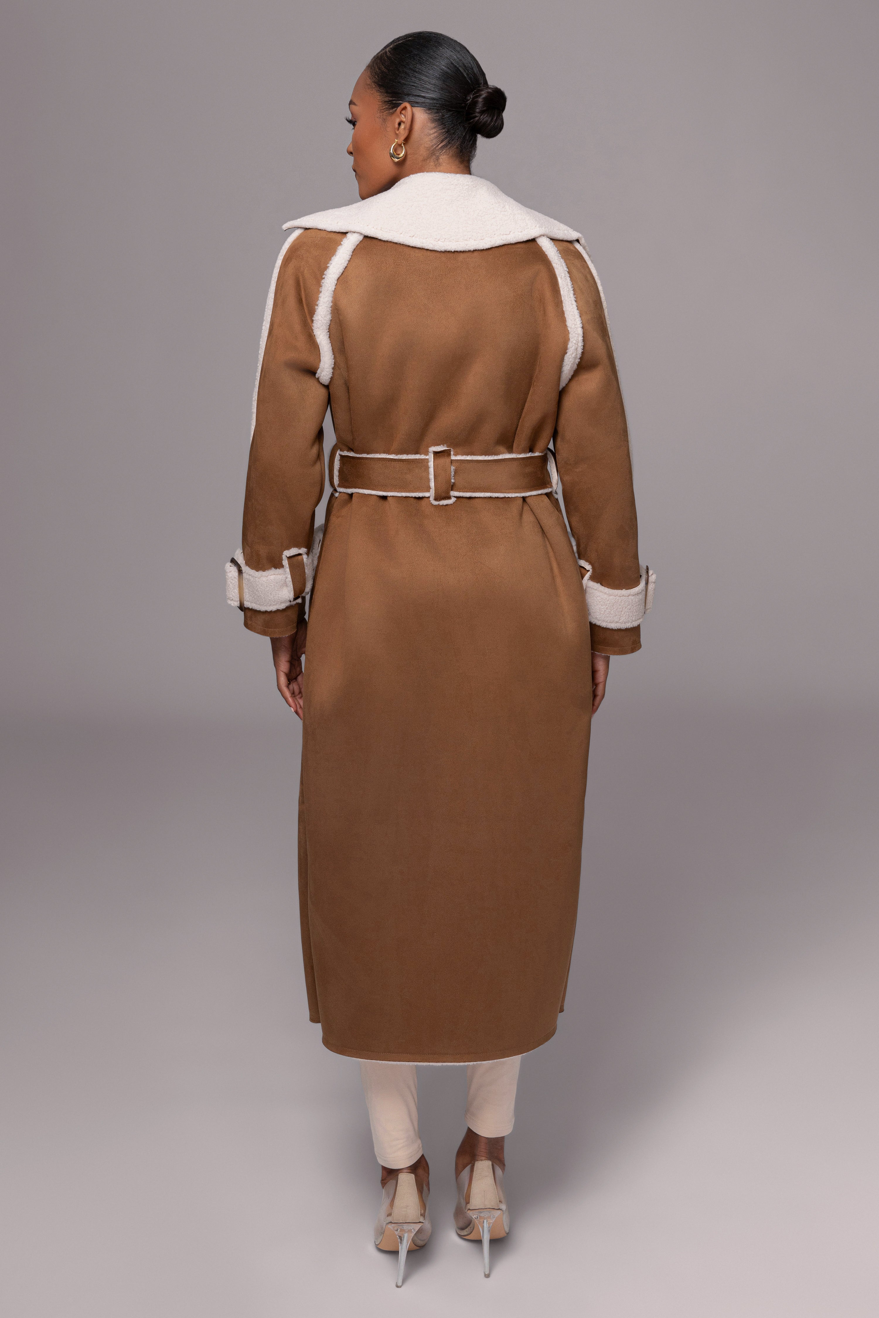 Tan Suede And Sherpa Reversible Coat - JLUXLABEL