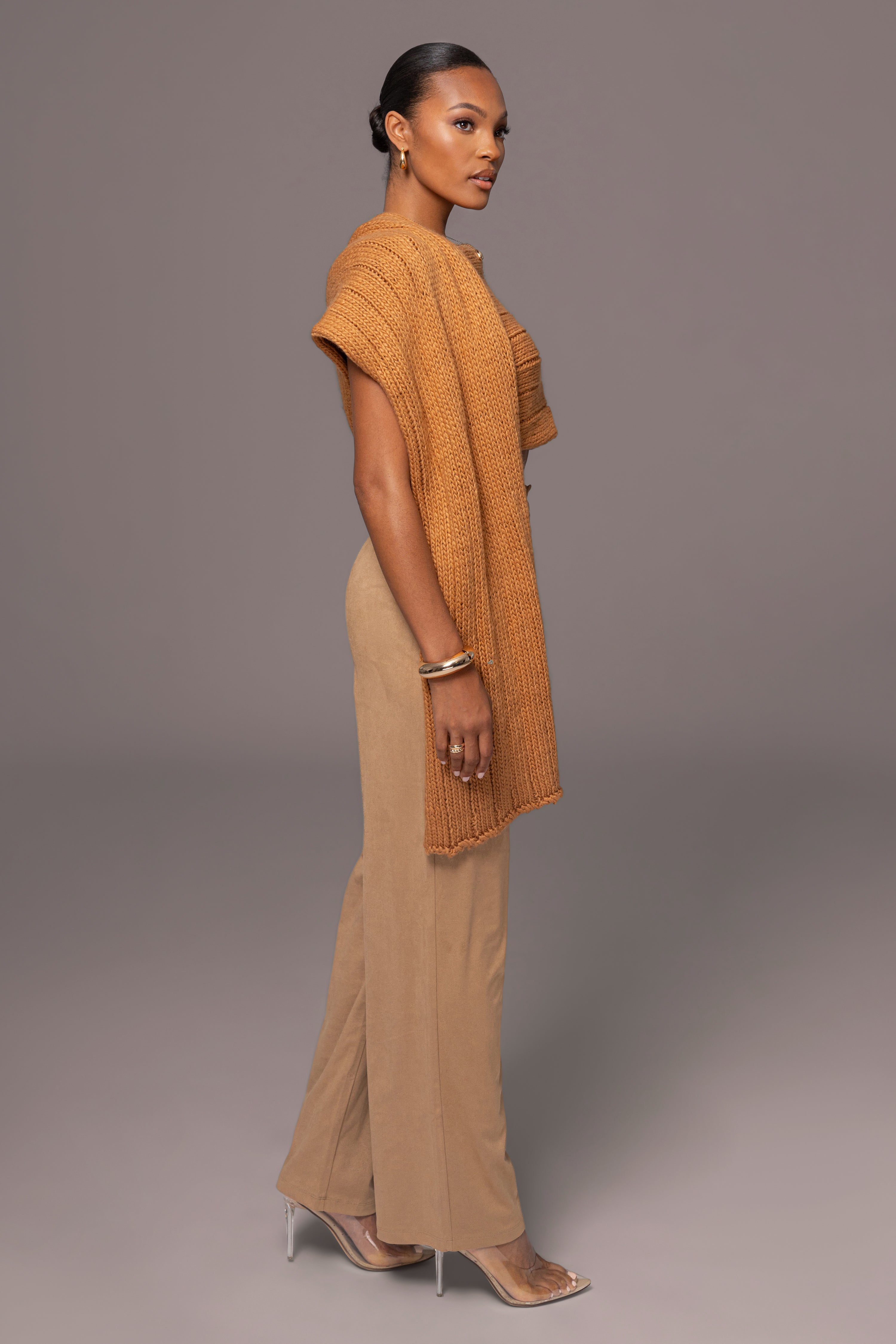 Camel Soft Life Cable Knit Sweater Top - JLUXLABEL