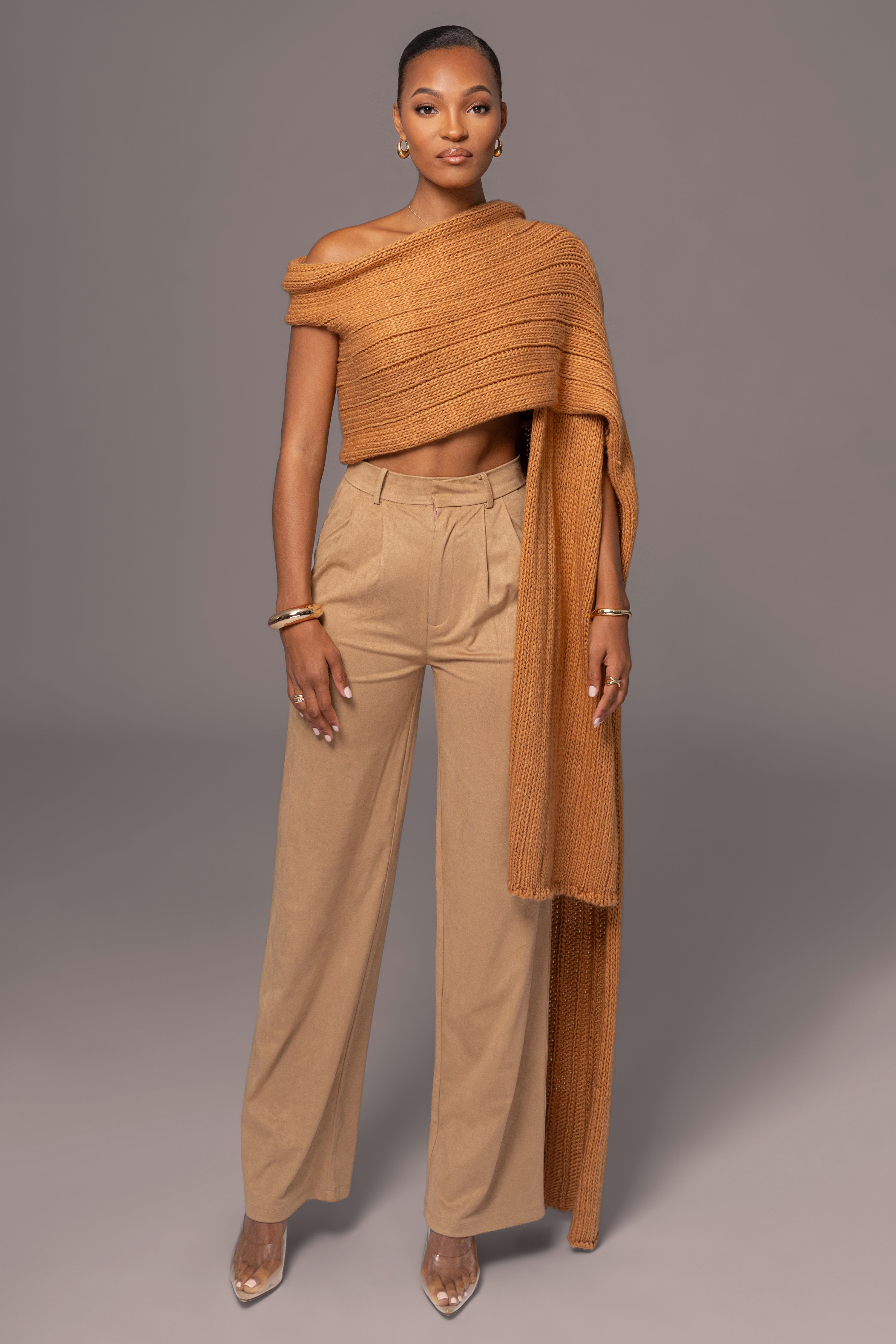 Camel Soft Life Cable Knit Sweater Top - JLUXLABEL