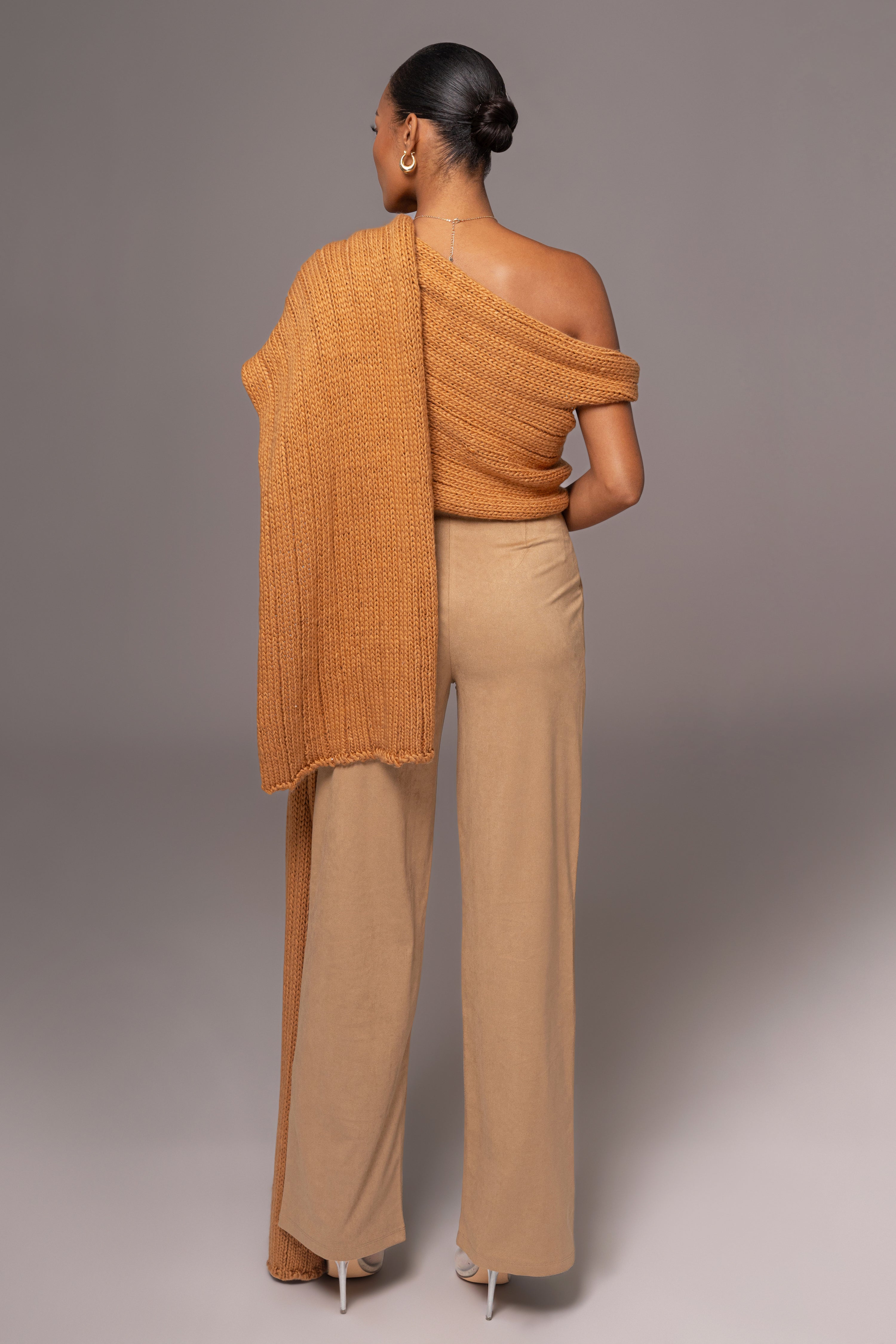 Camel Soft Life Cable Knit Sweater Top - JLUXLABEL