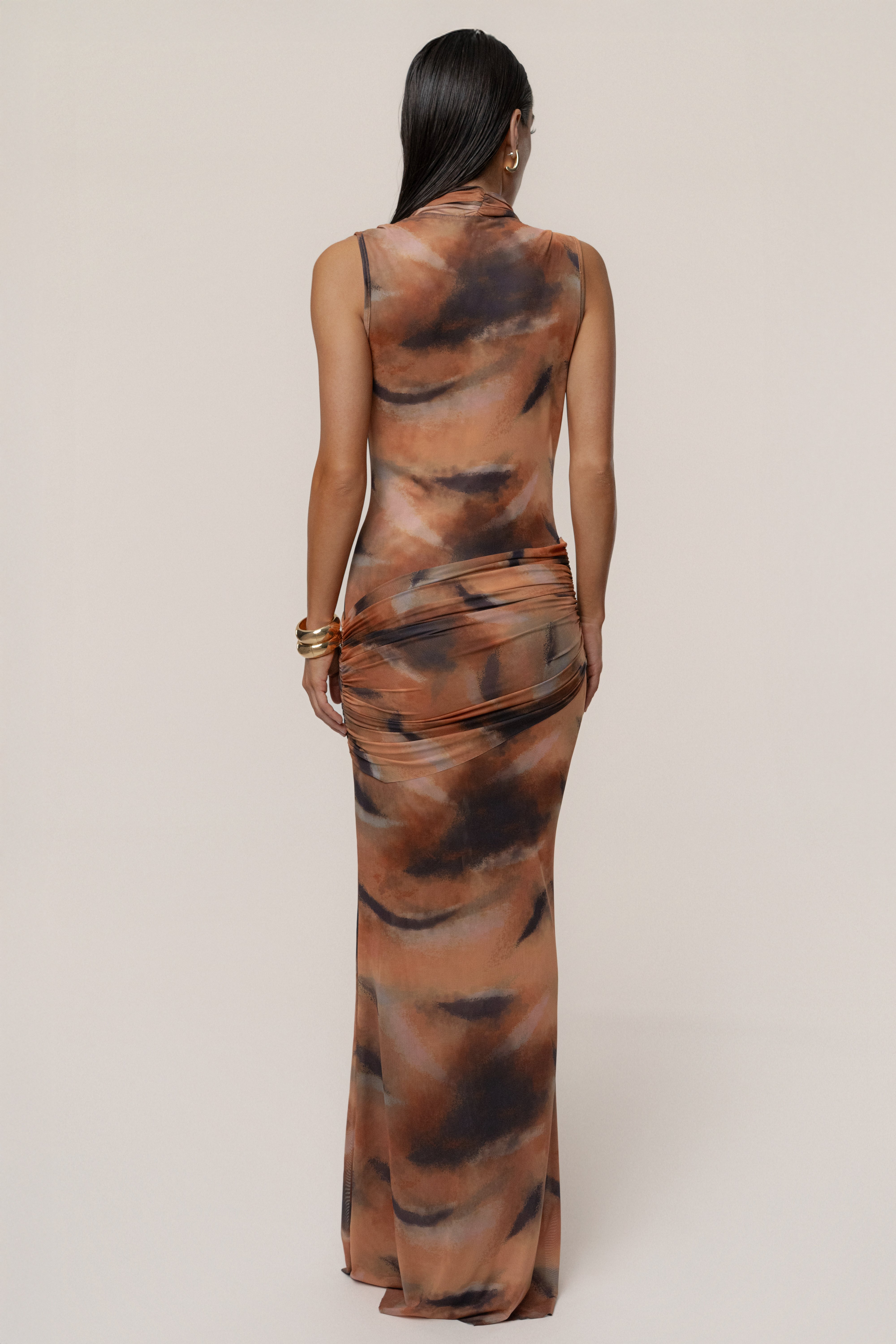 Tan Josephine Print Maxi Dress