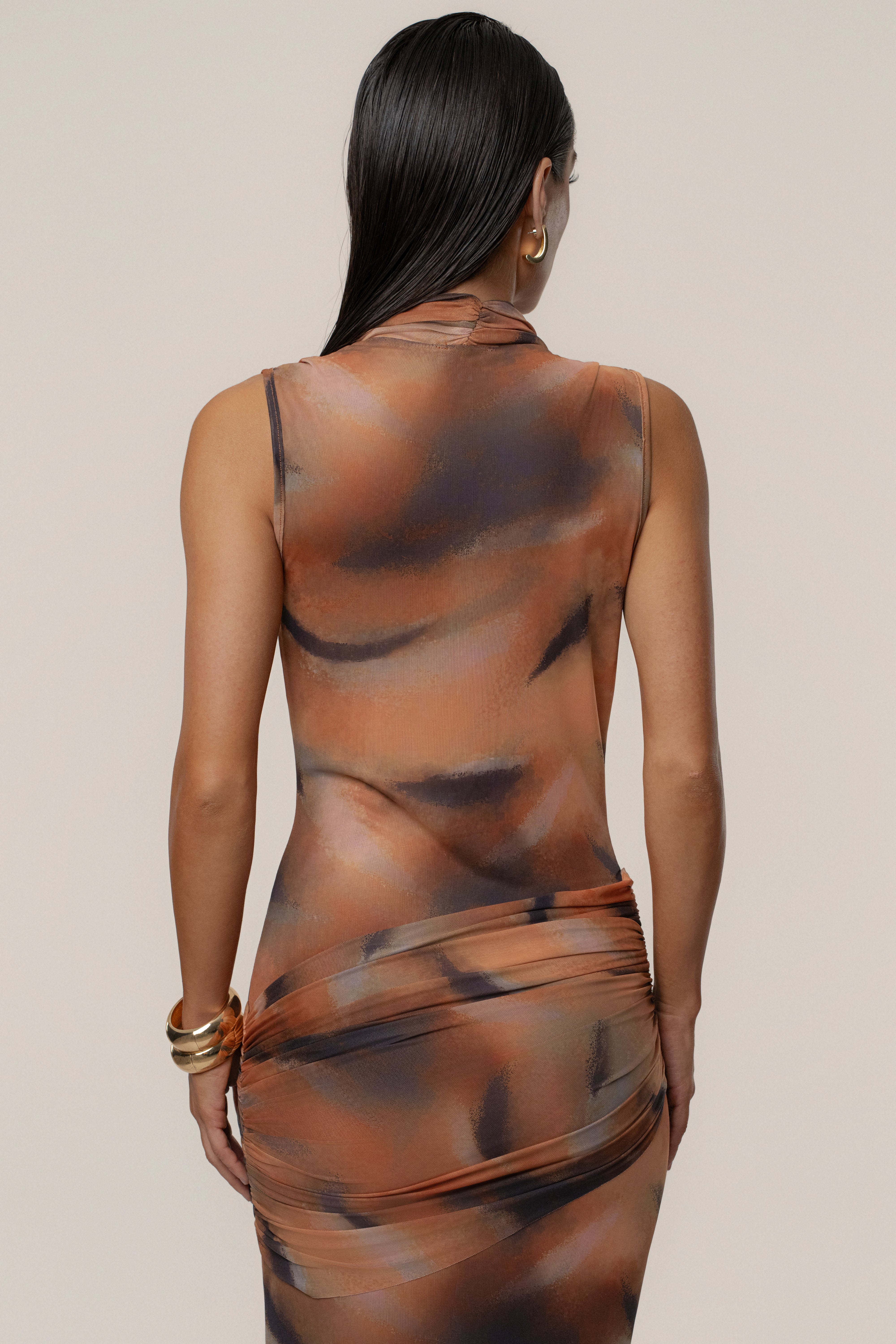 Tan Josephine Print Maxi Dress