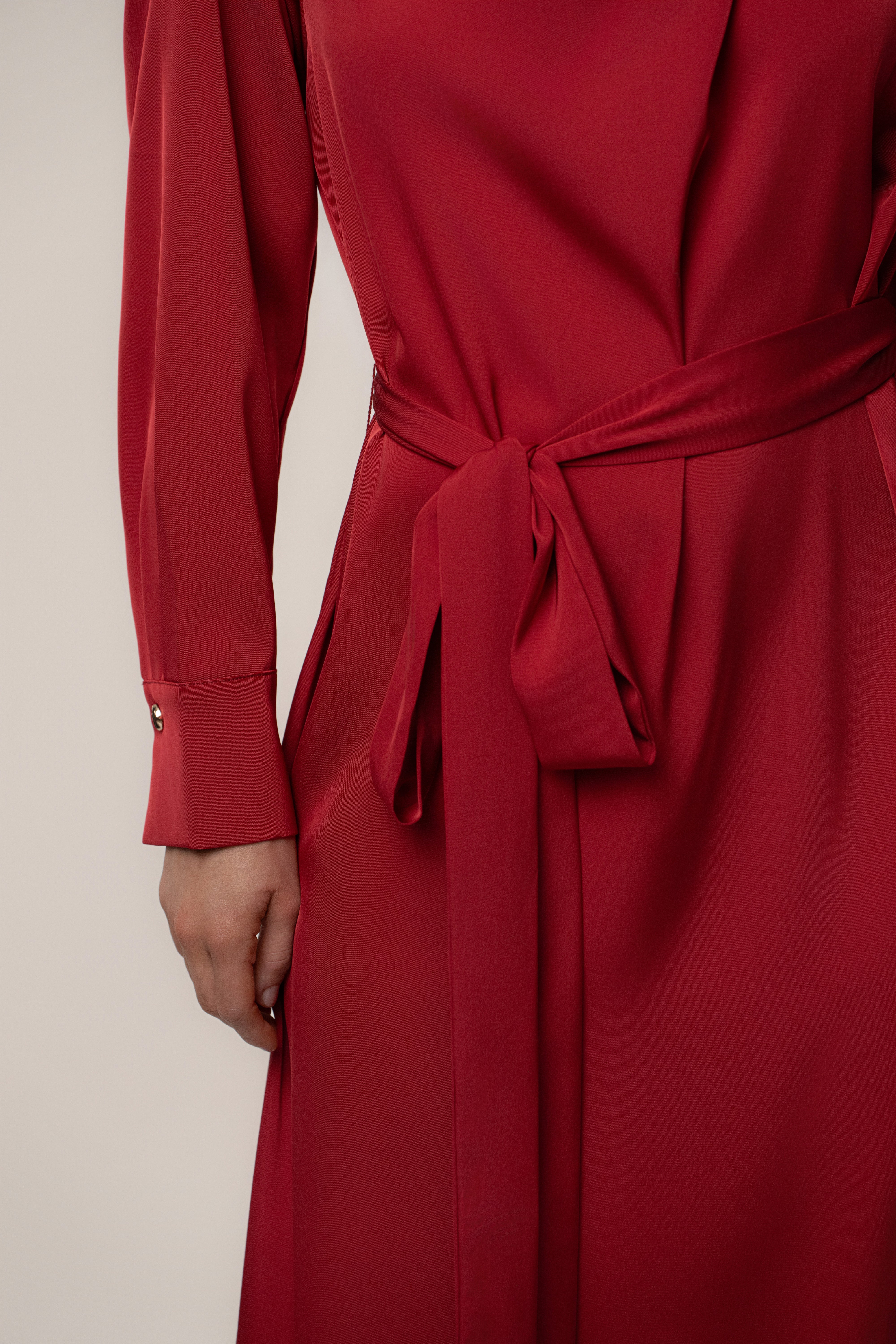 Red Victoria Satin Maxi Dress