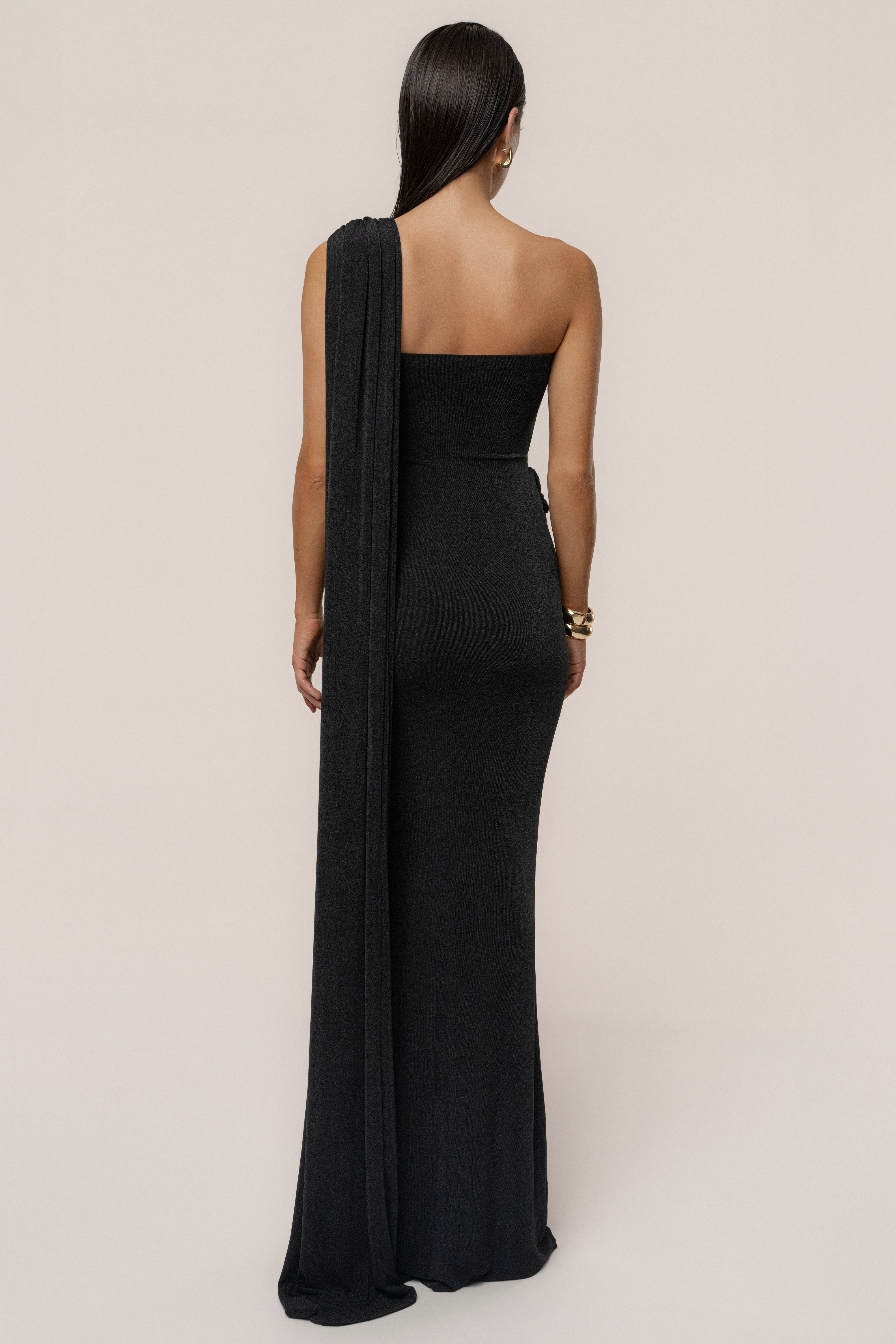Black Golden Veil Maxi Dress
