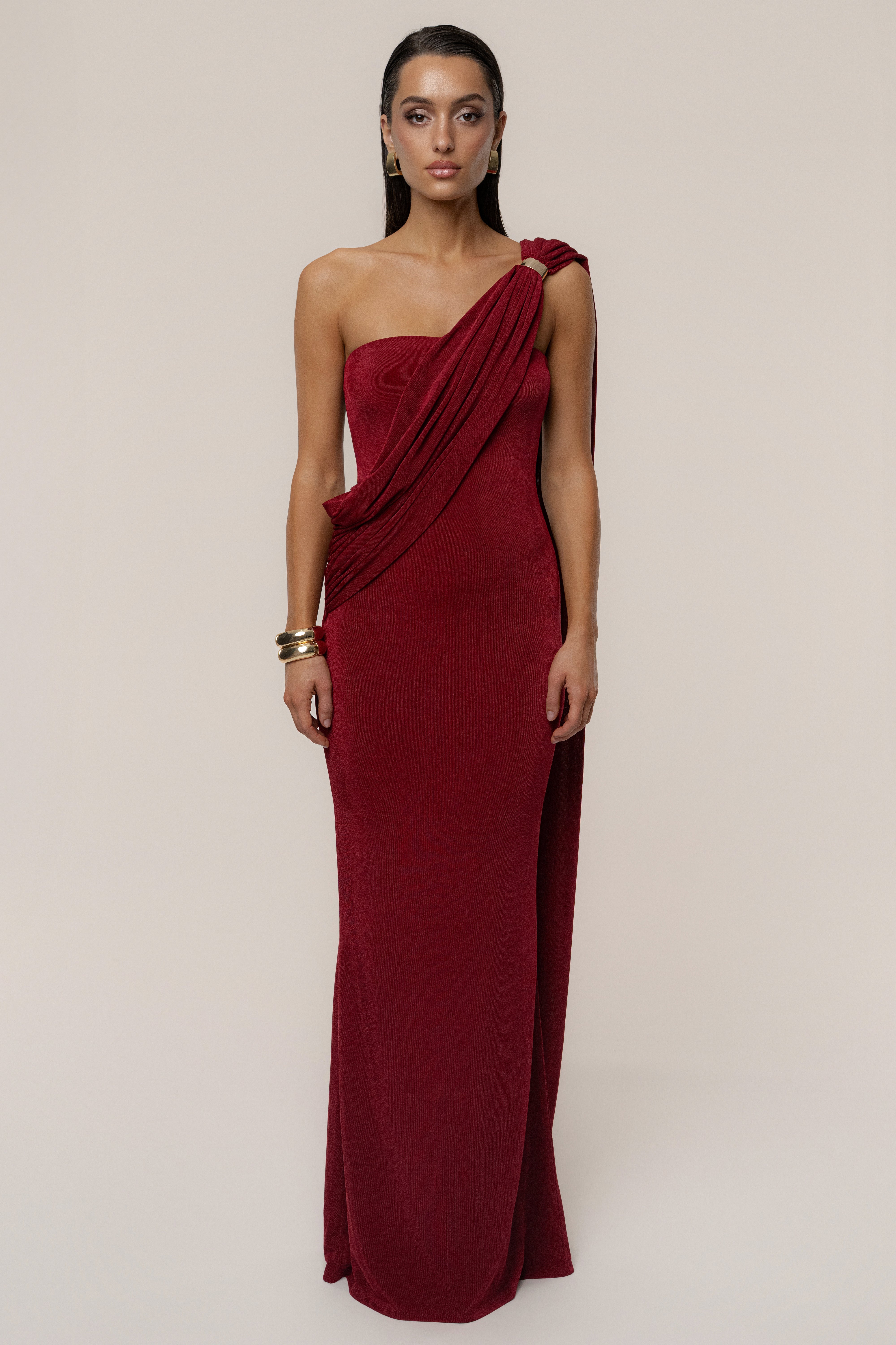 Red Golden Veil Maxi Dress