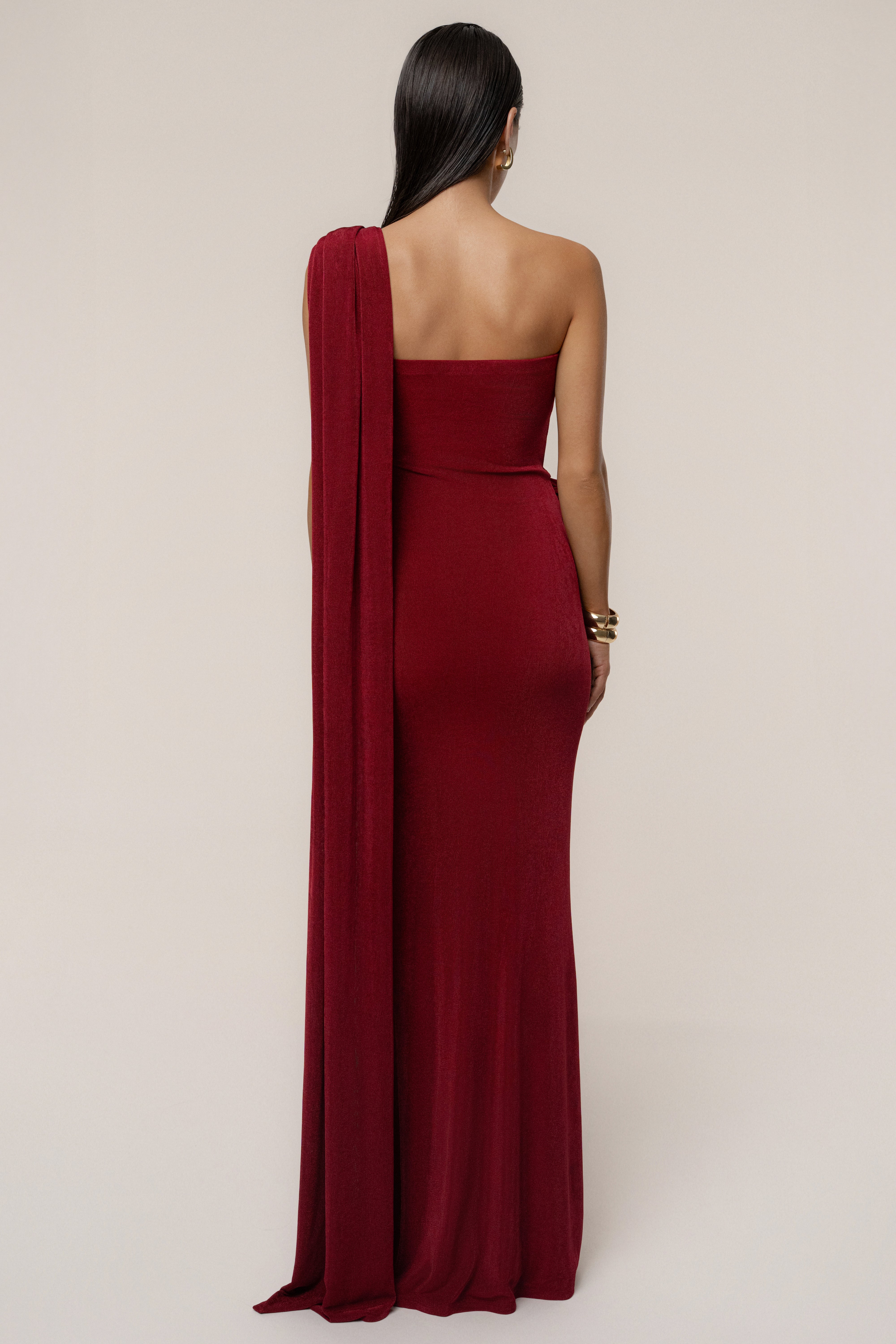 Red Golden Veil Maxi Dress