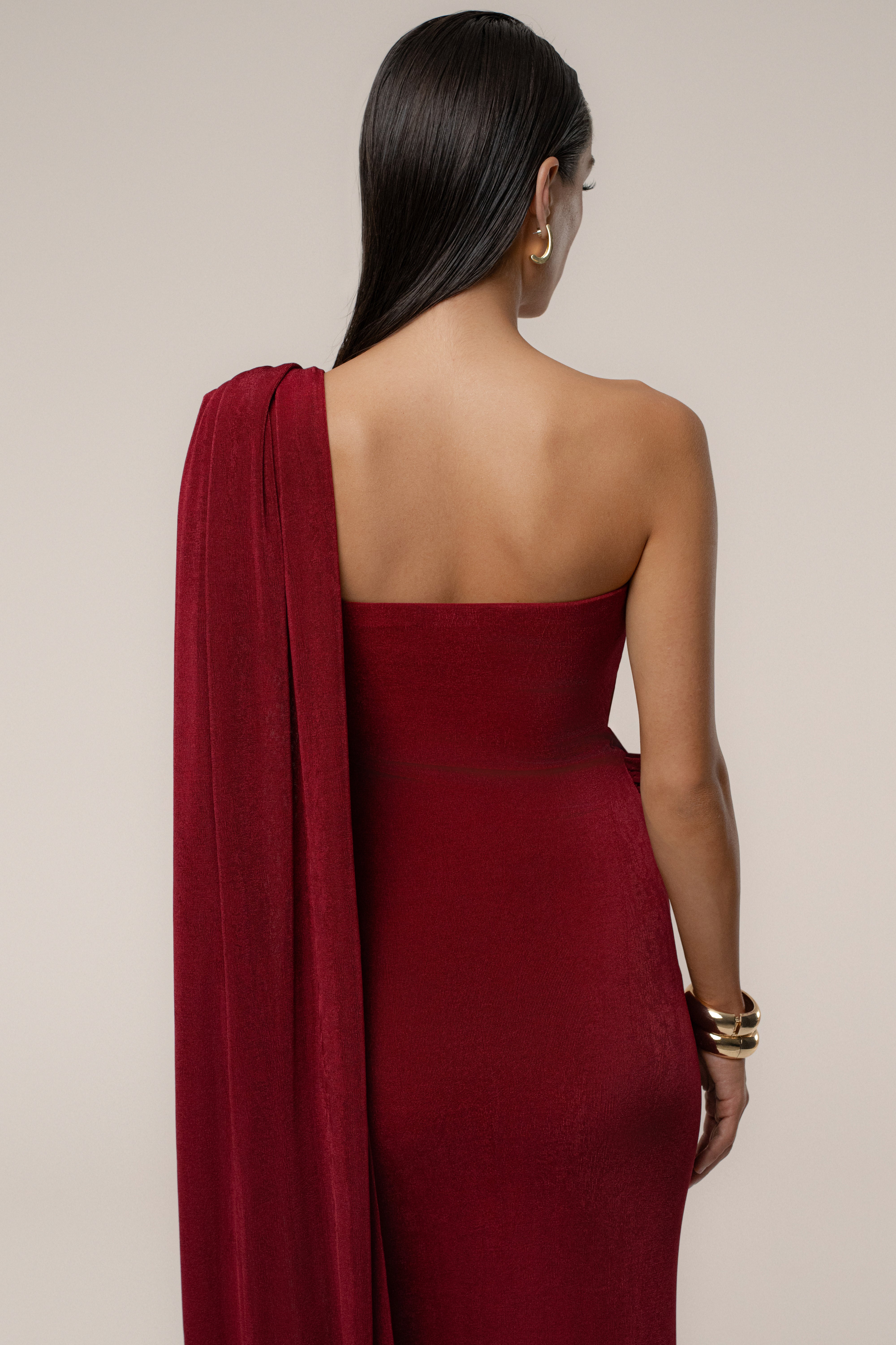 Red Golden Veil Maxi Dress