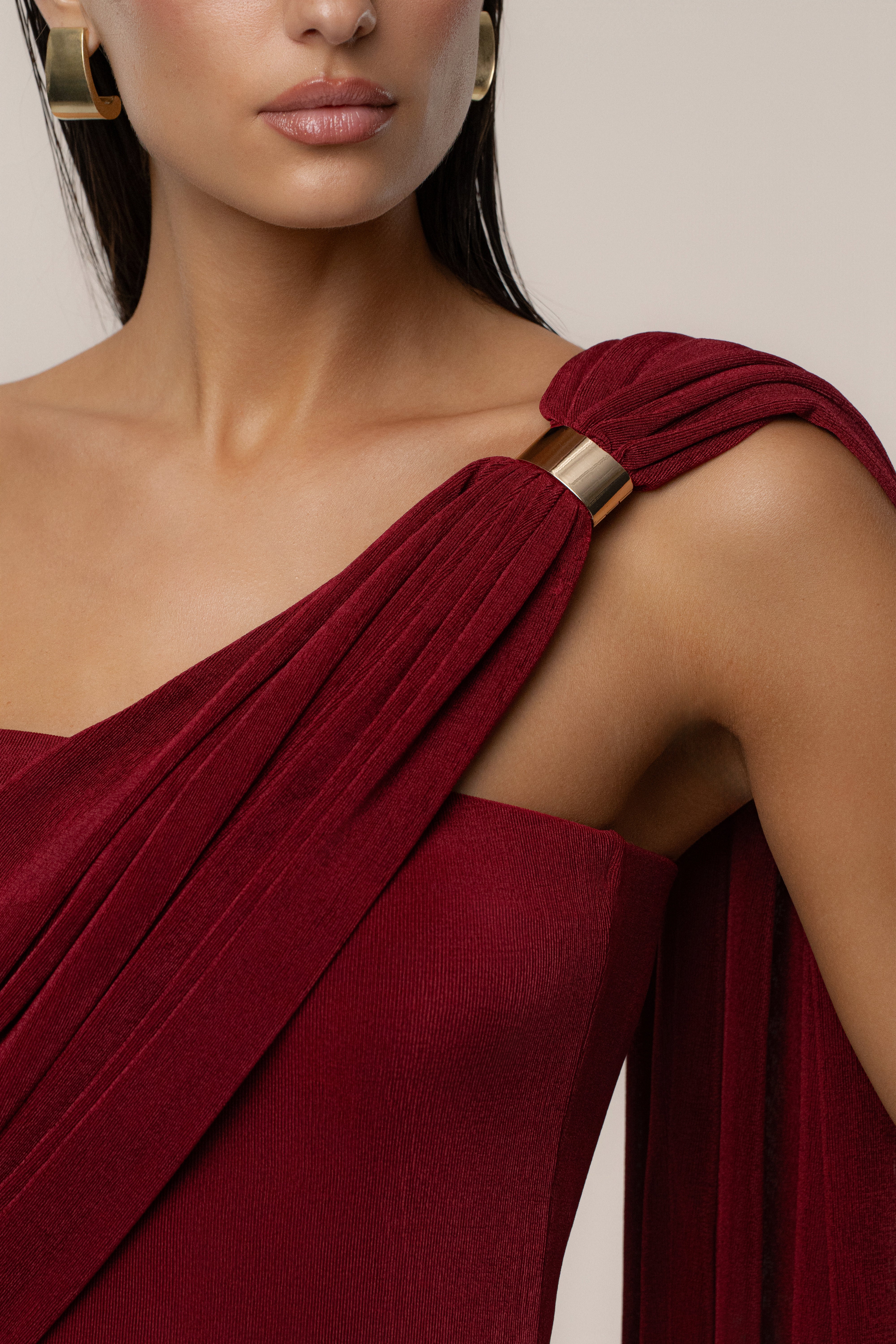 Red Golden Veil Maxi Dress