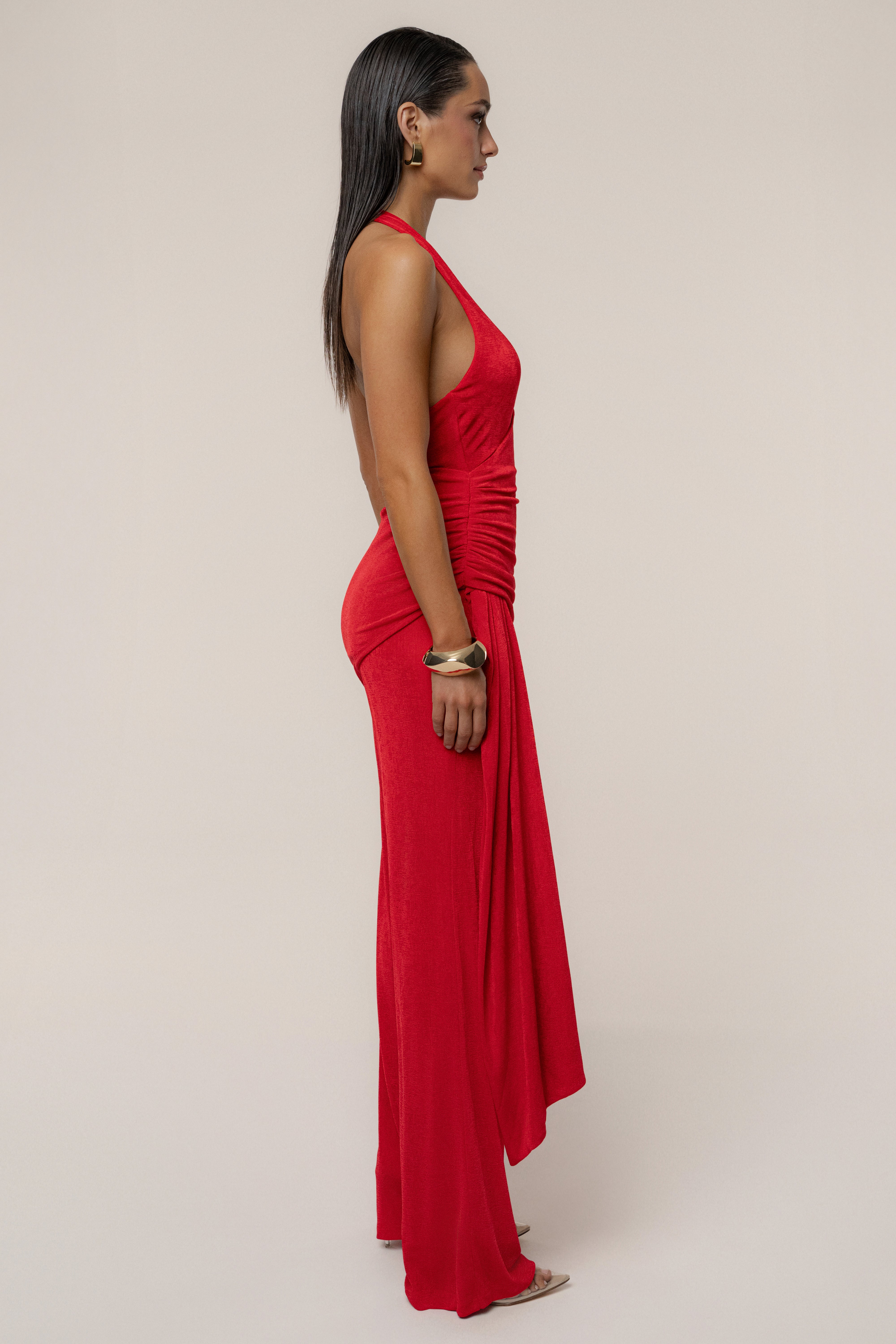 Red Rustic Charm Halter Jumpsuit - JLUXLABEL