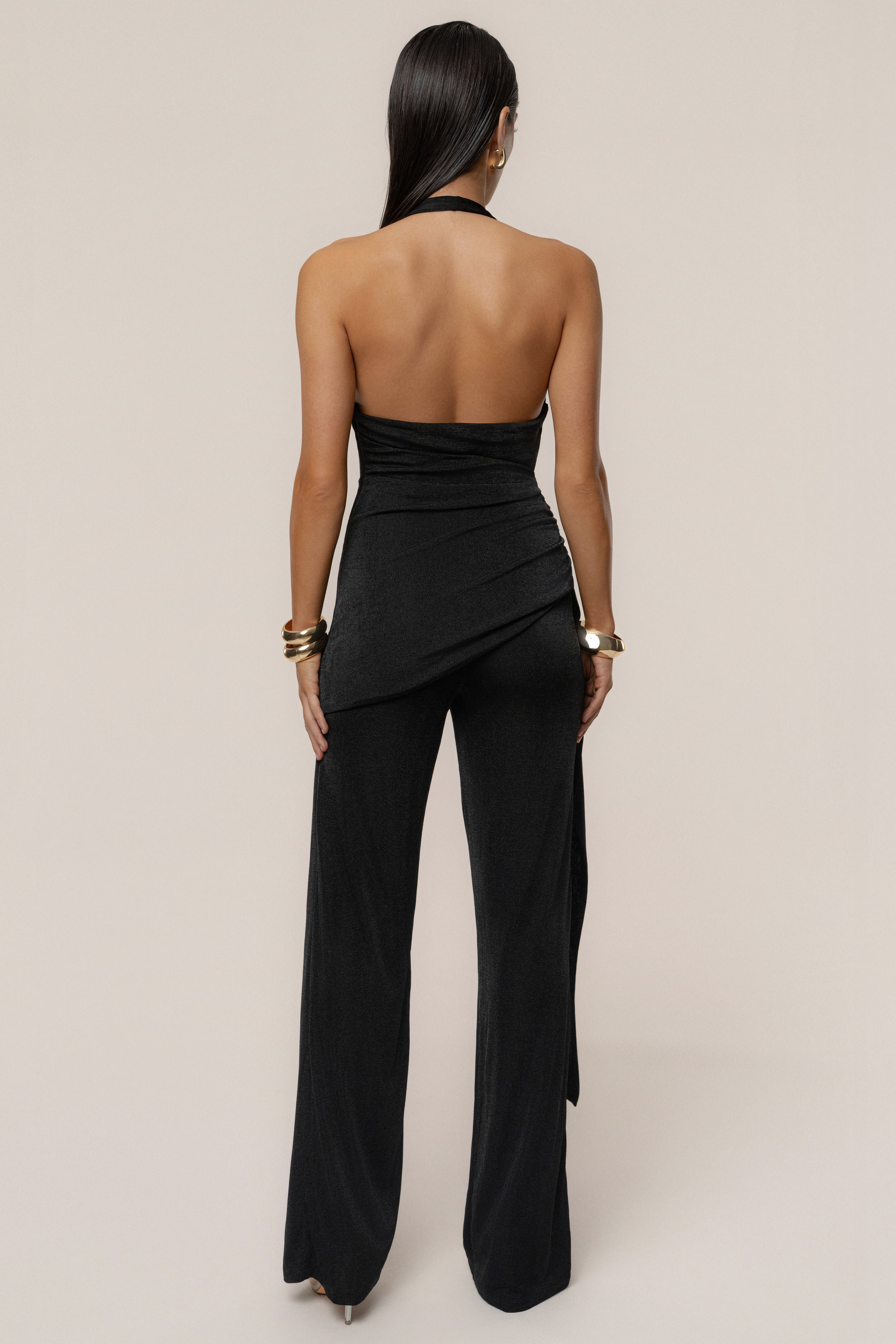 Black Rustic Charm Halter Jumpsuit - JLUXLABEL