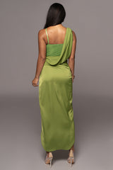 Green Kristiana Slit Dress - JLUXLABEL