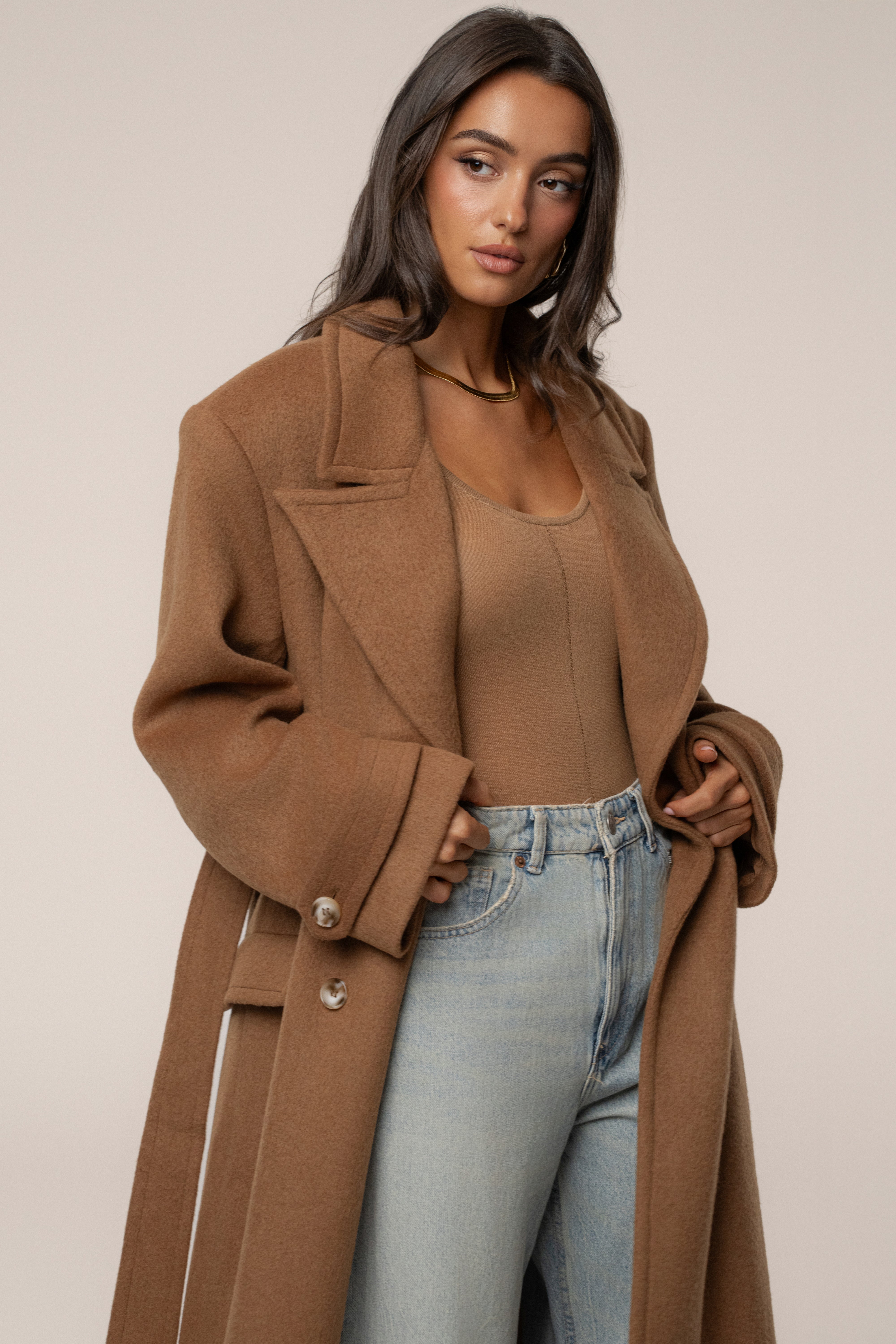 Camel Empire Longline Coat - JLUXLABEL