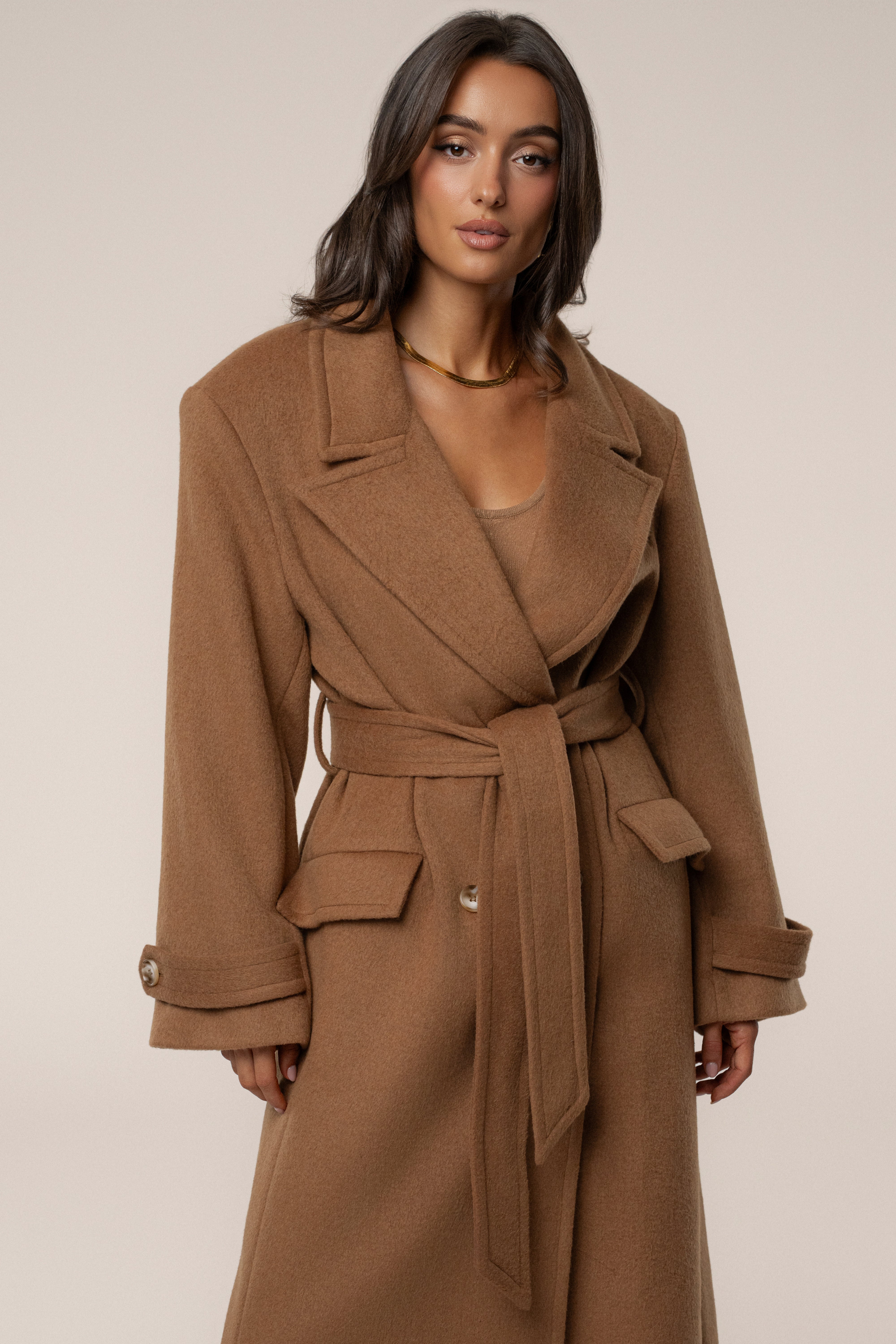 Camel Empire Longline Coat - JLUXLABEL