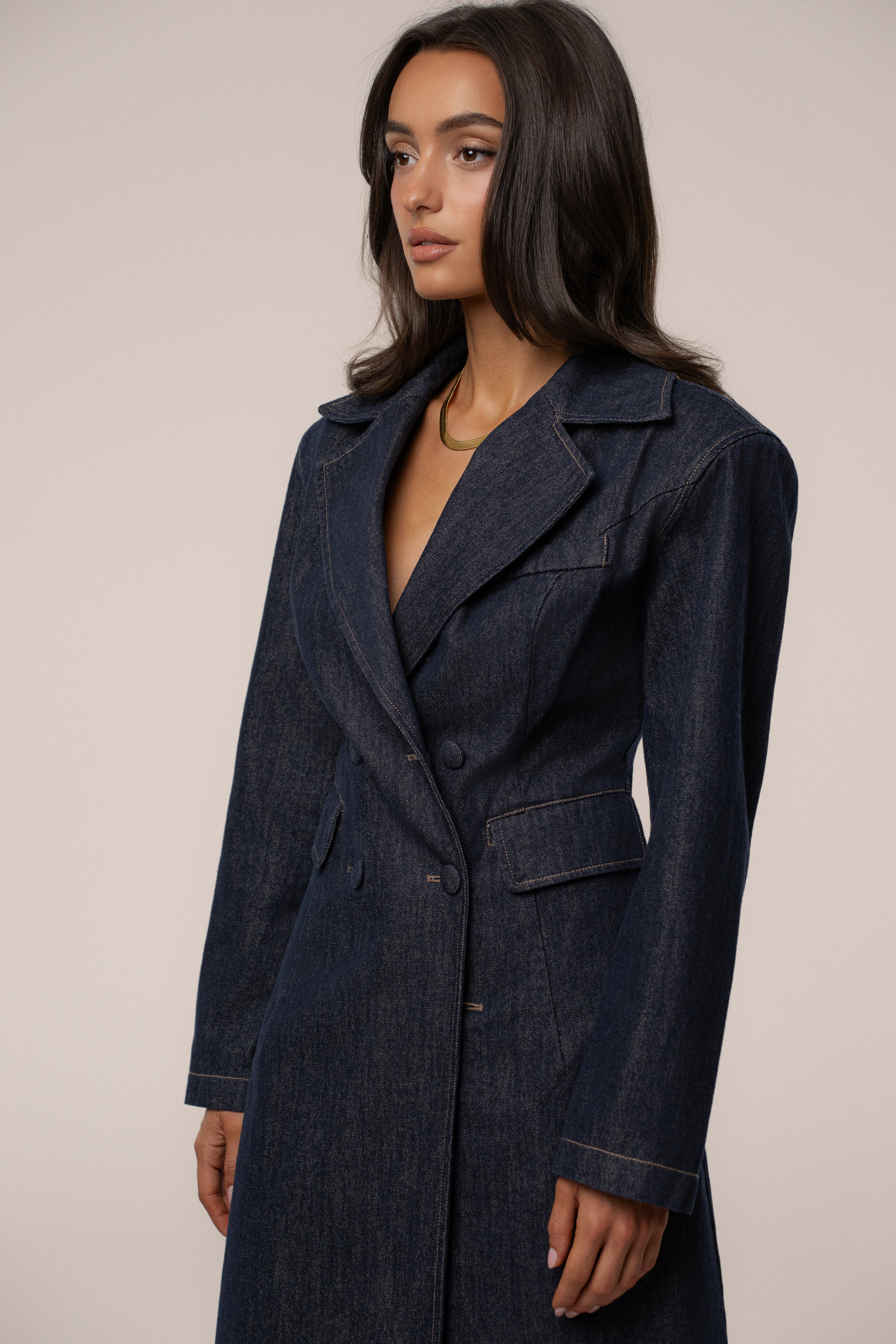 Dark Denim Signature Coat - JLUXLABEL
