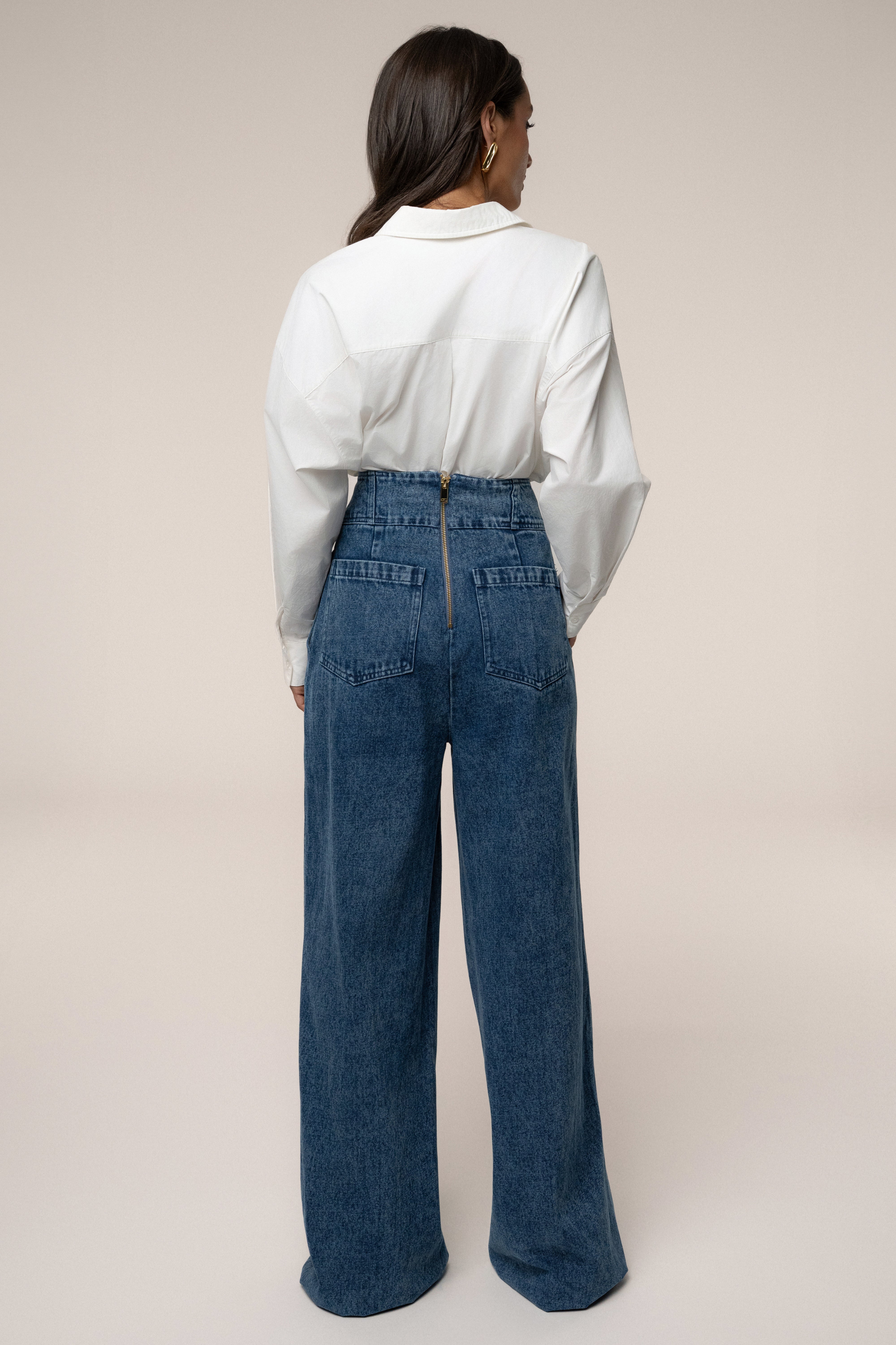 Medium Wash Denim Legacy Pleated Pants - JLUXLABEL